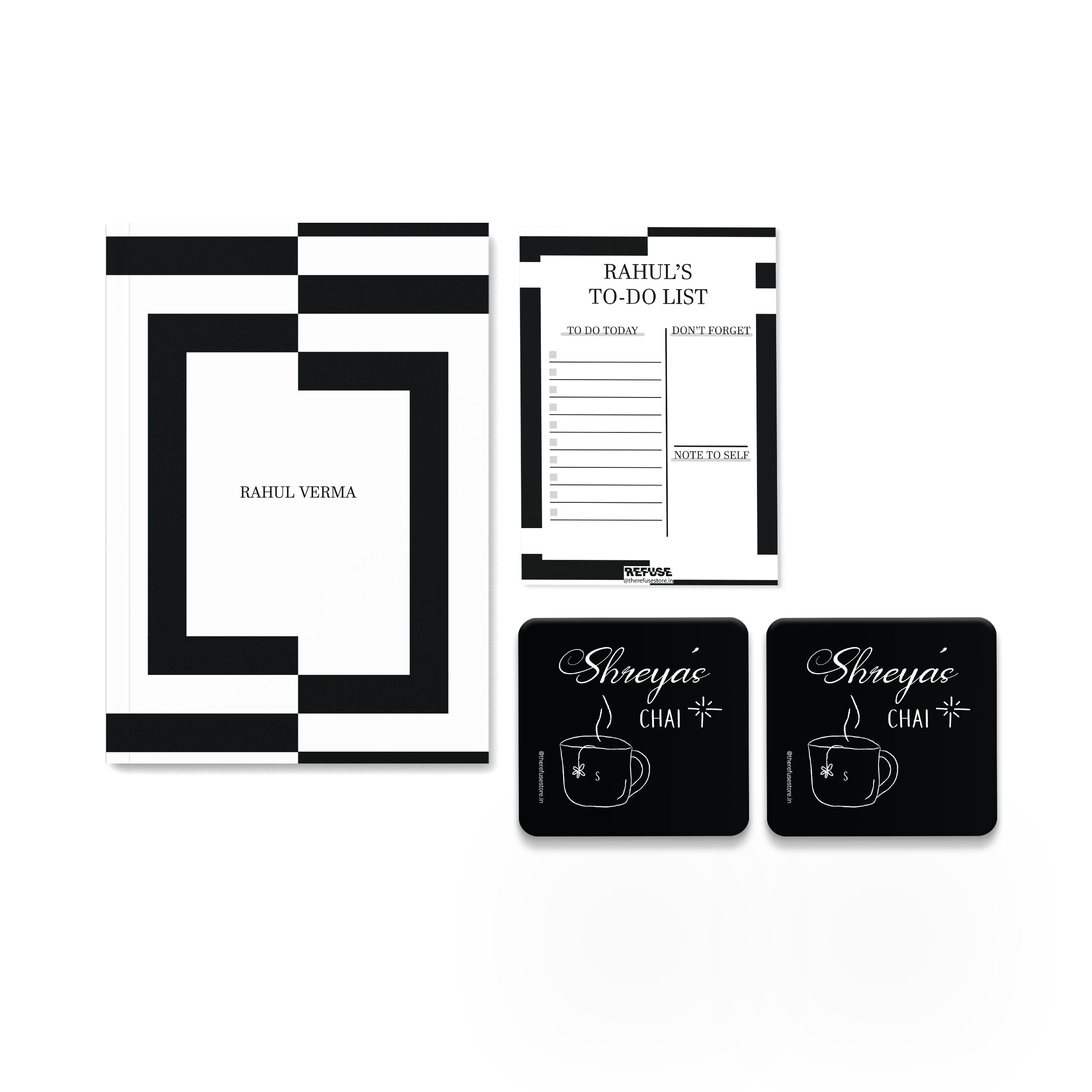 personalised notebook notepad & coaster set