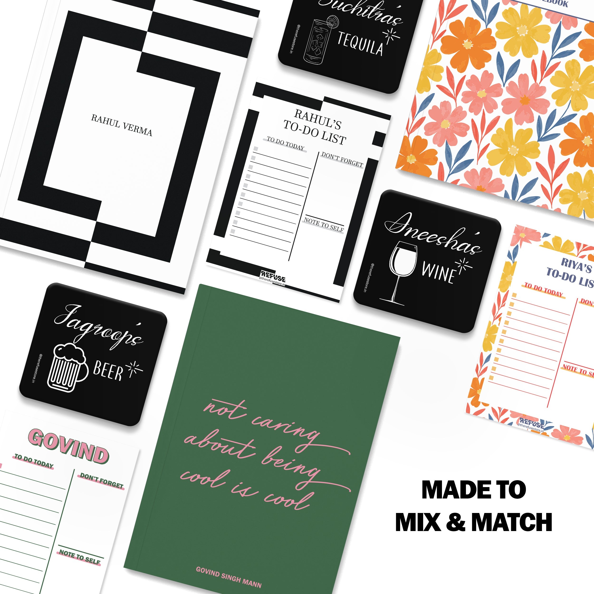 personalised notebook notepad & coaster set