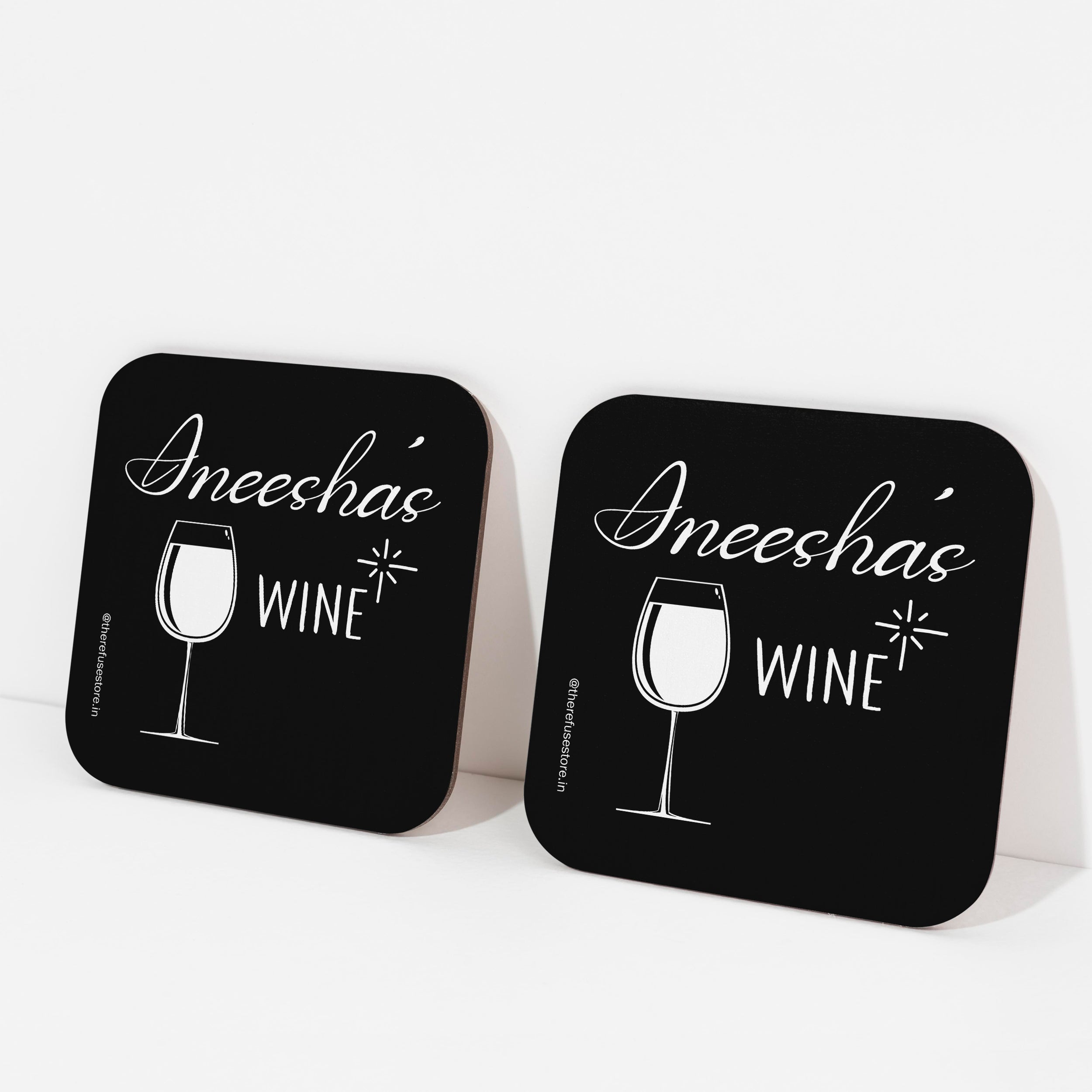 Black persoanlised wine coasters