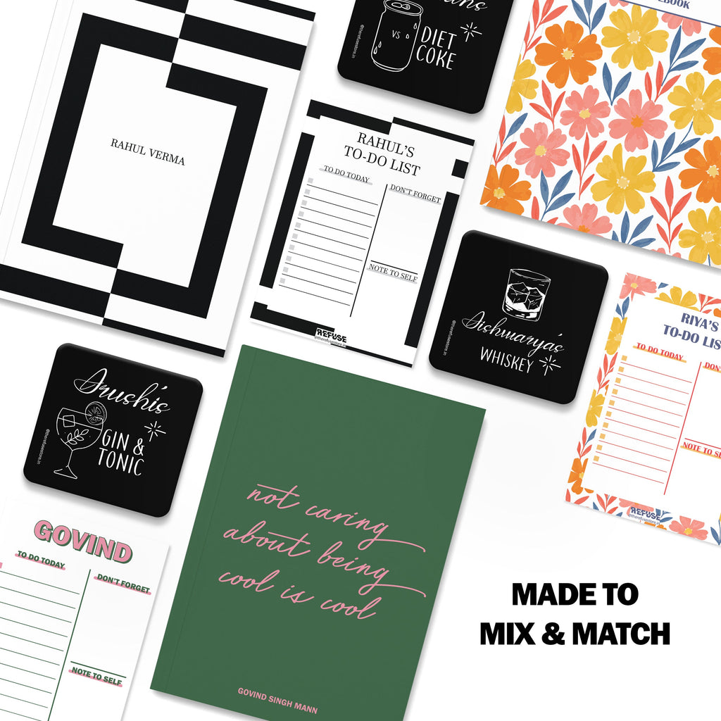 personalised notebook notepad & coaster set