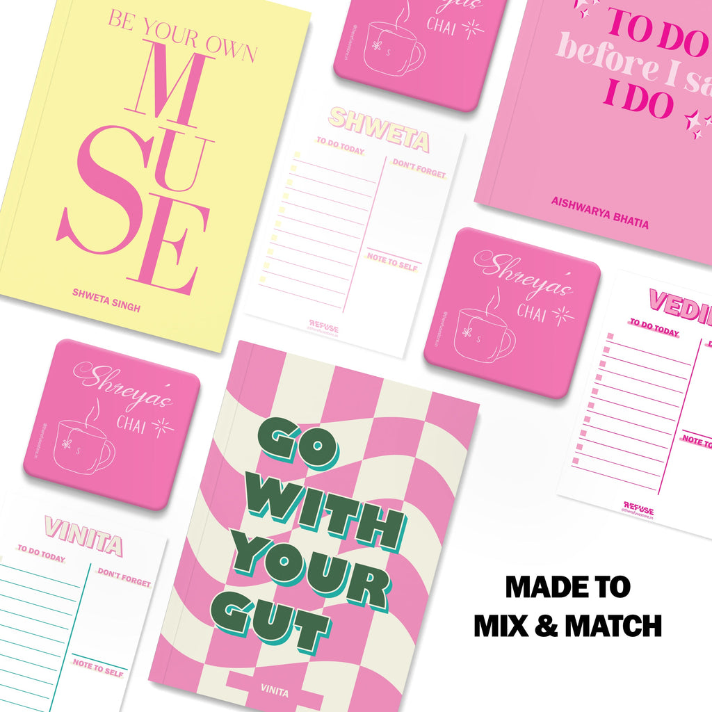 personalised notebook notepad & coaster set