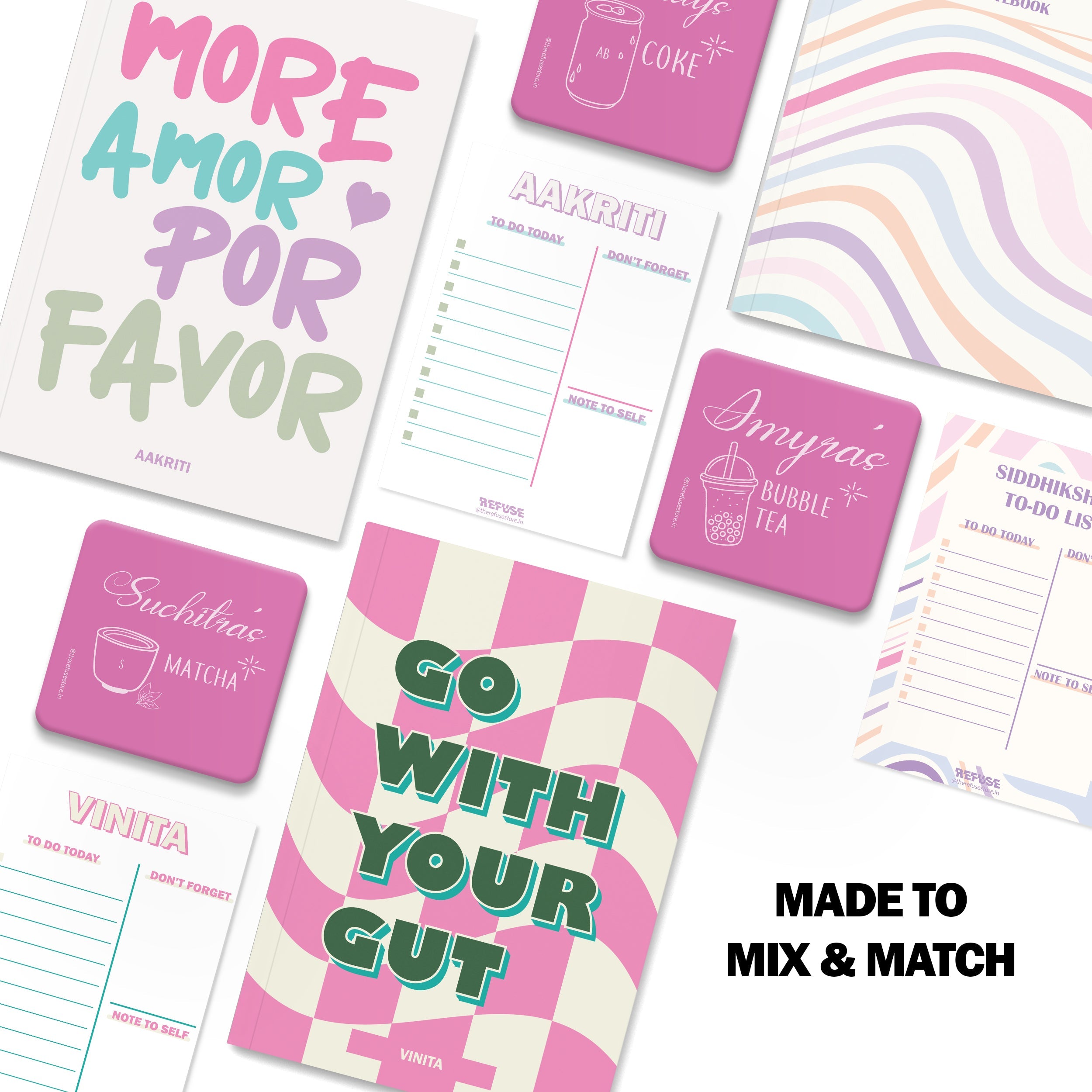 personalised notebook notepad & coaster set