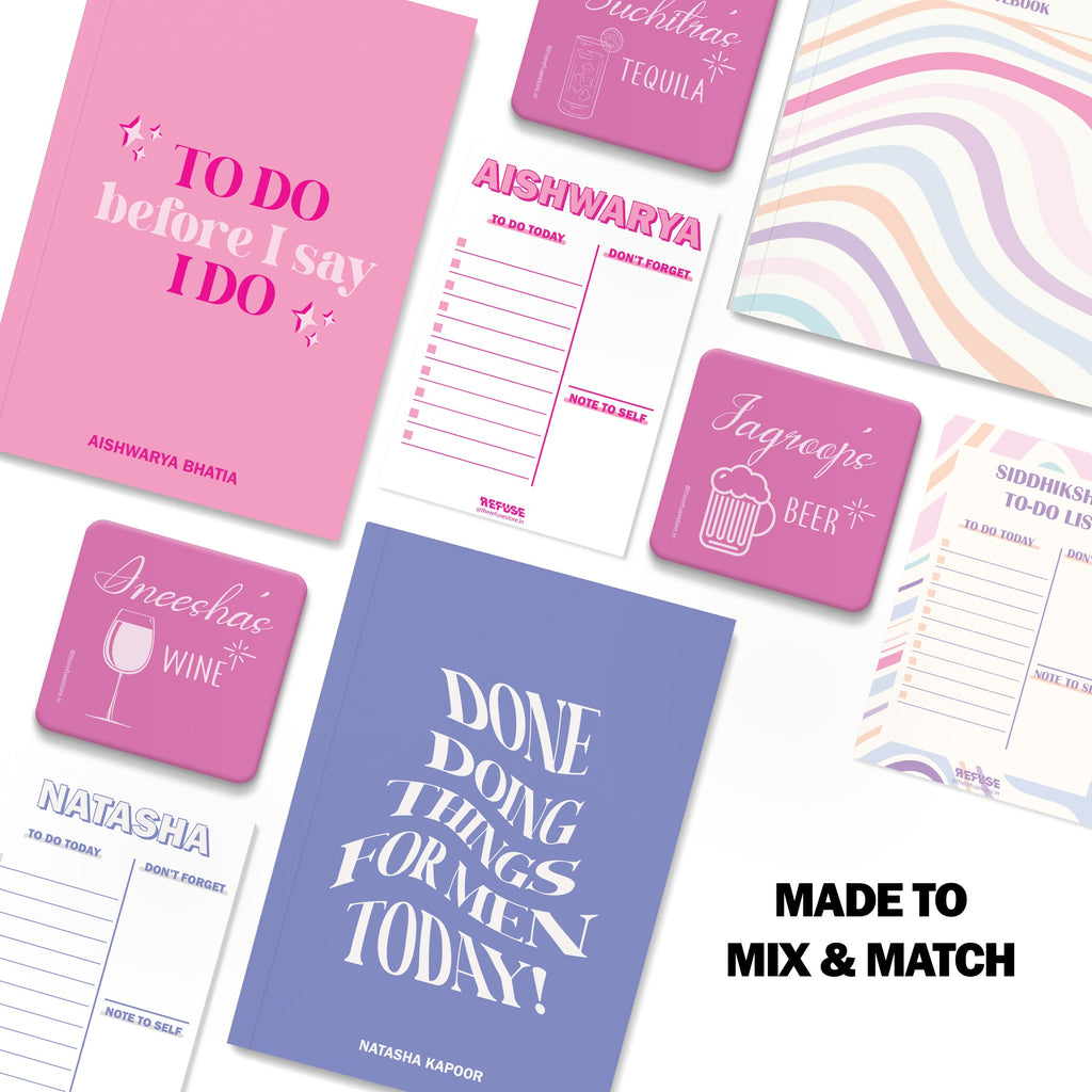 personalised notebook notepad & coaster set