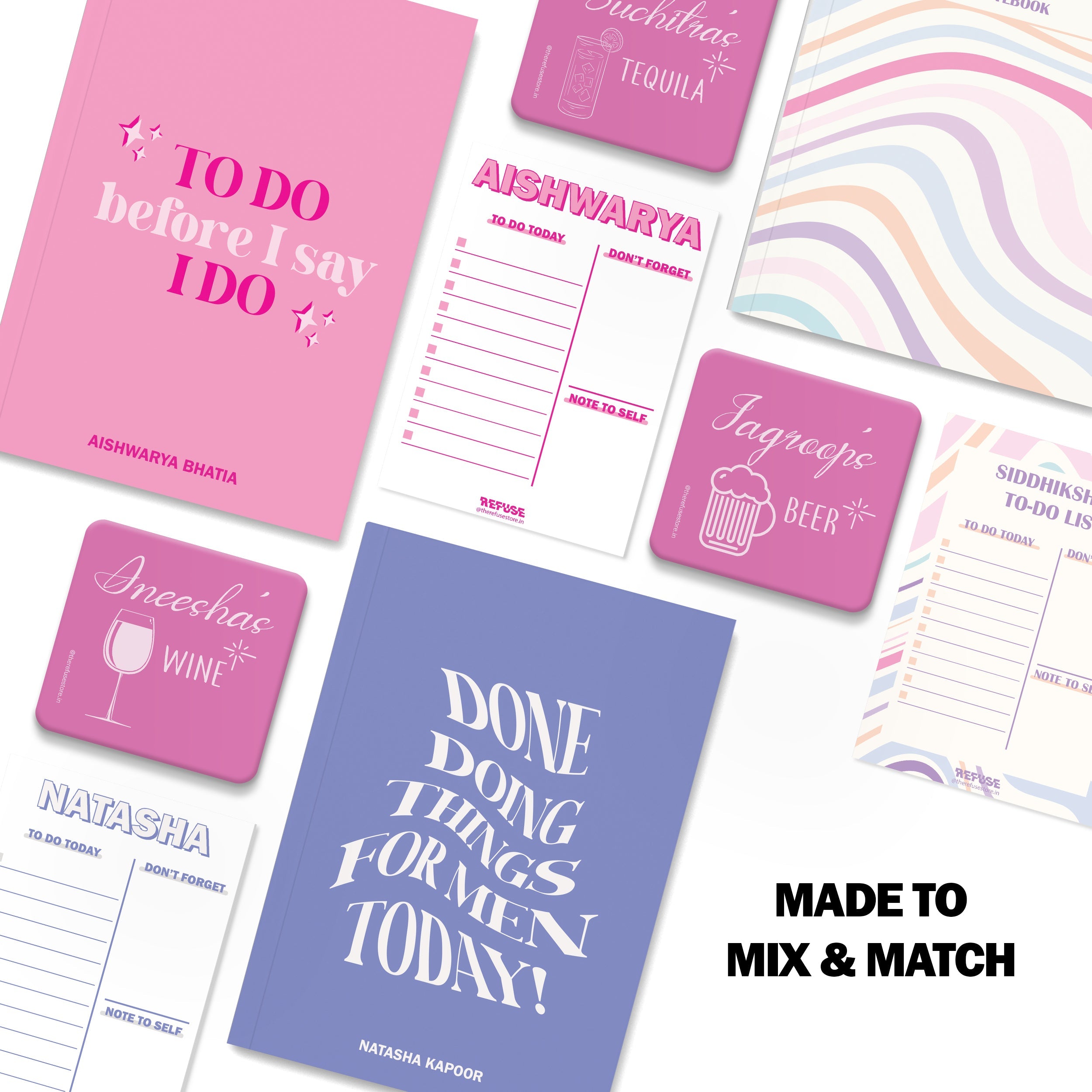personalised notebook notepad & coaster set