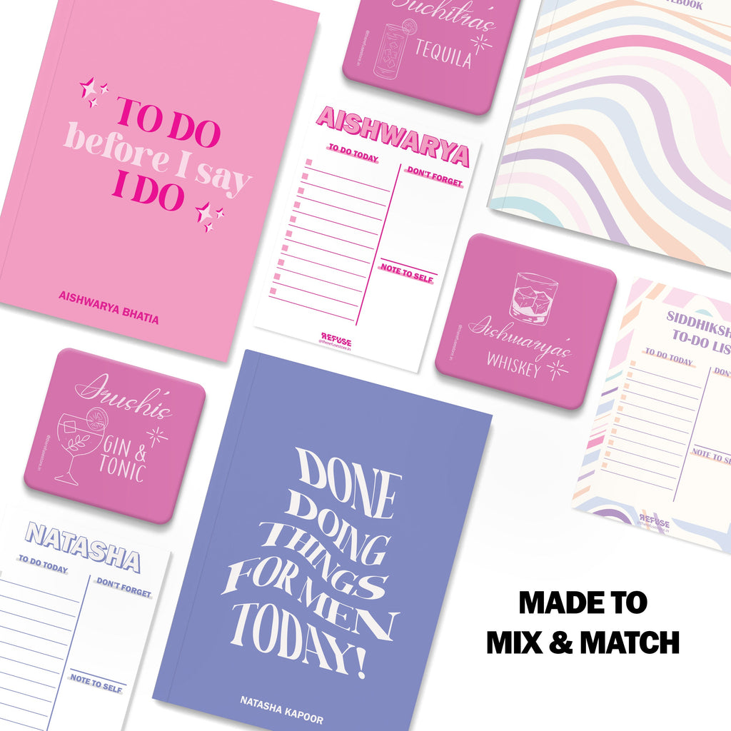 personalised notebook notepad & coaster set