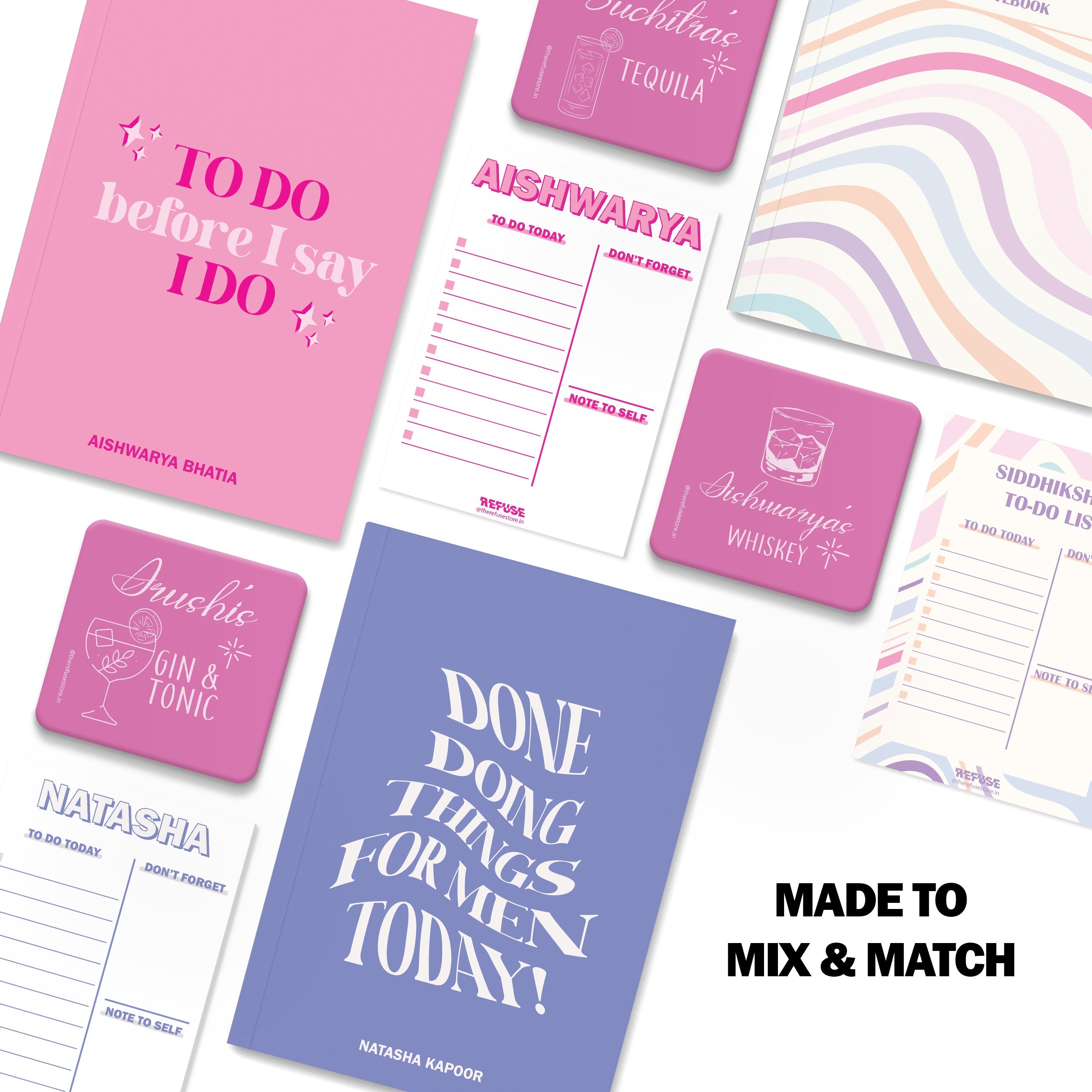 personalised notebook notepad & coaster set