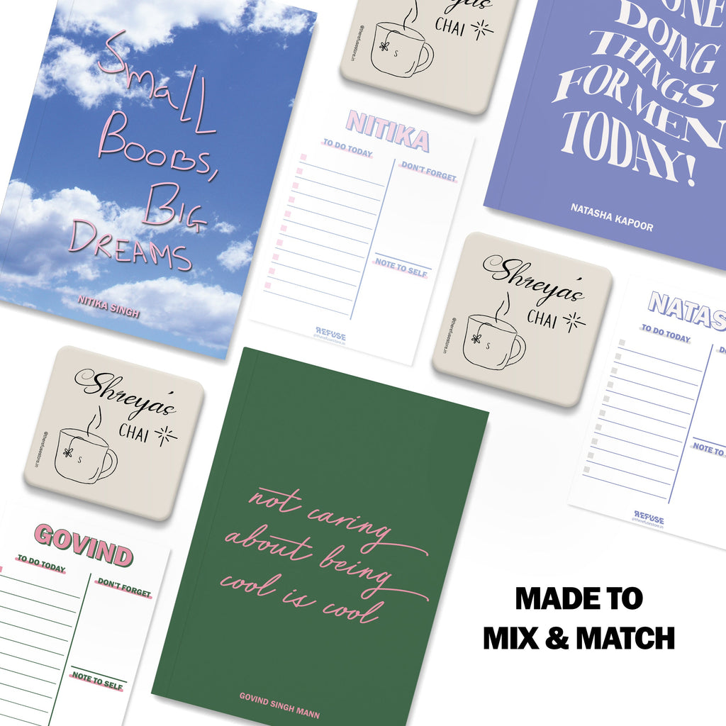 personalised notebook notepad & coaster set