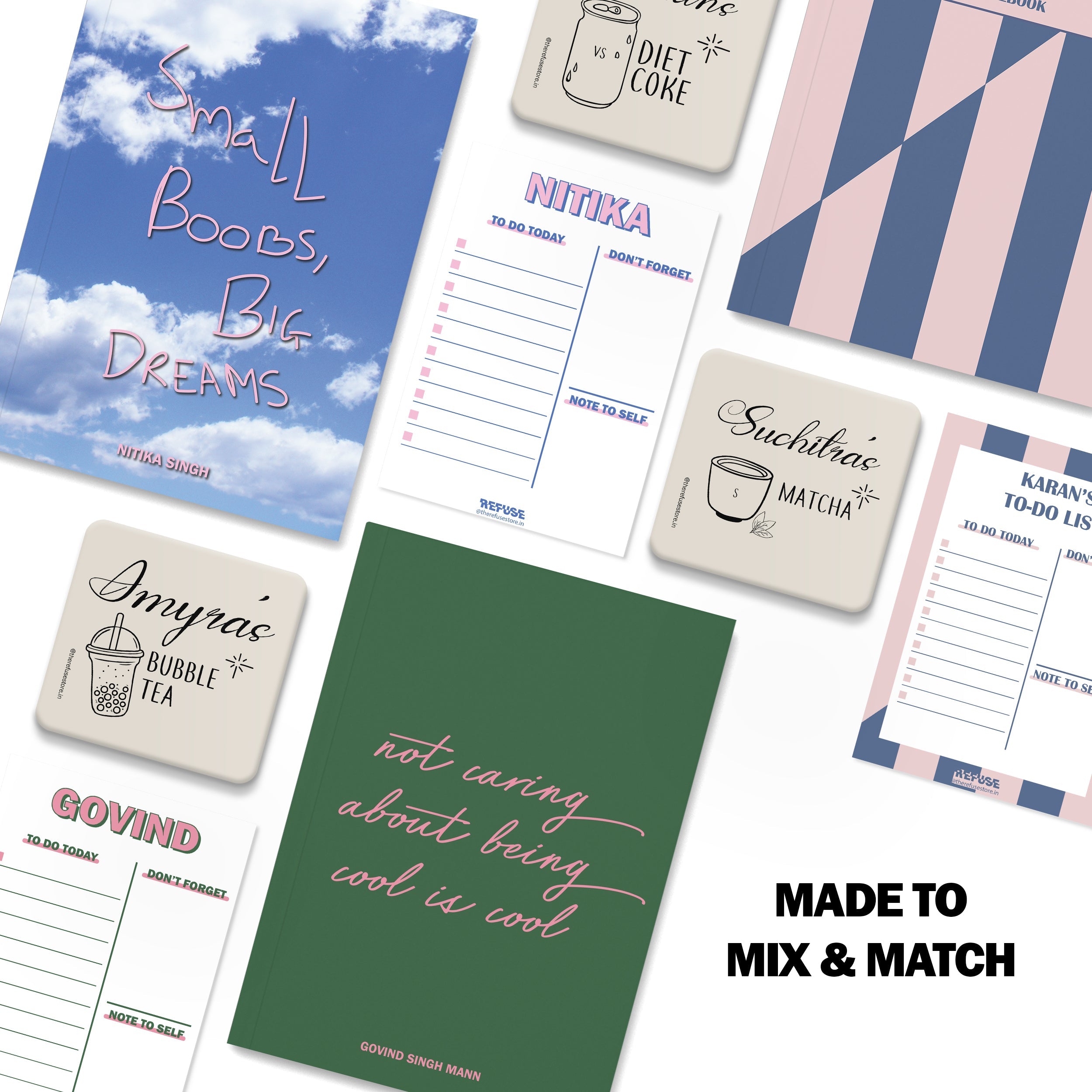 personalised notebook notepad & coaster set
