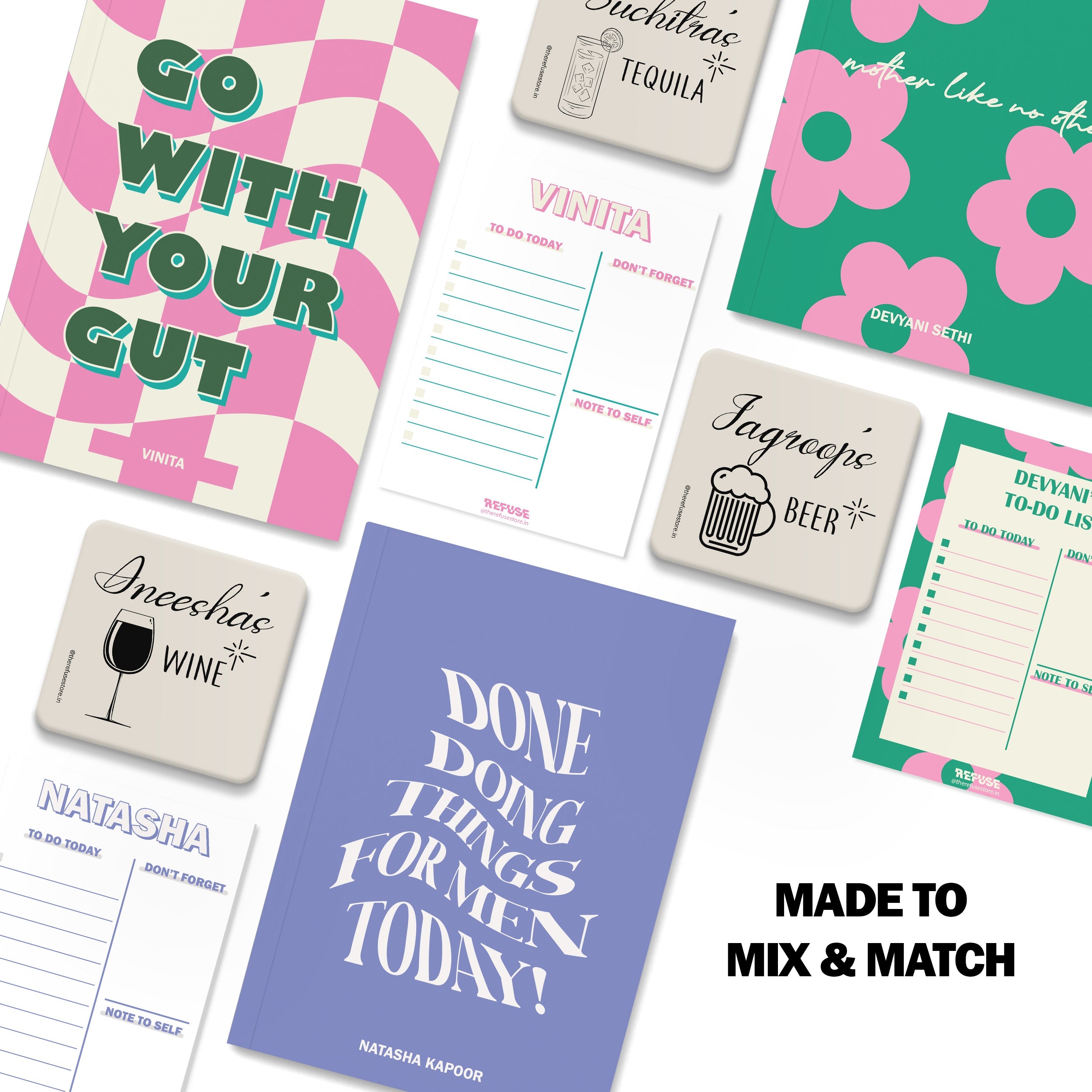 personalised notebook notepad & coaster set