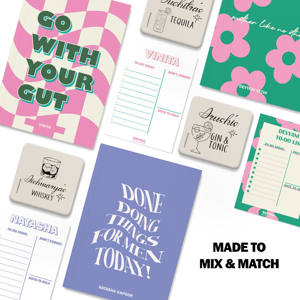personalised notebook notepad & coaster set