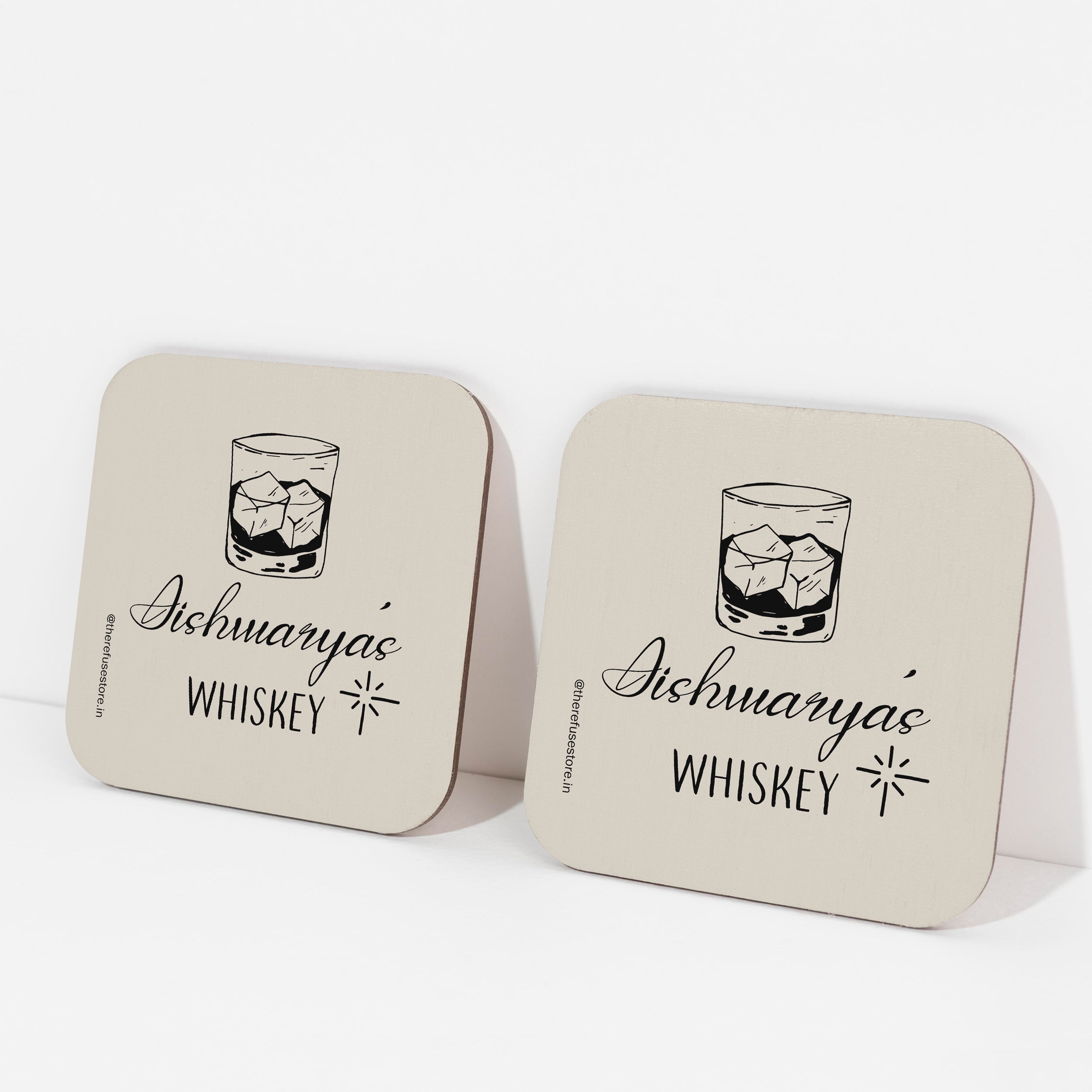 Beige persoanlised Whiskey coasters