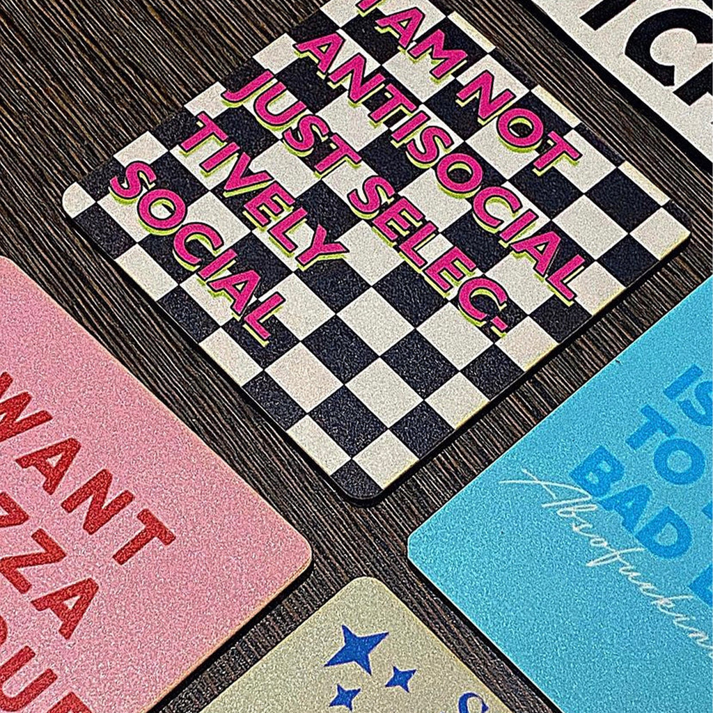 Quirky quote coasters