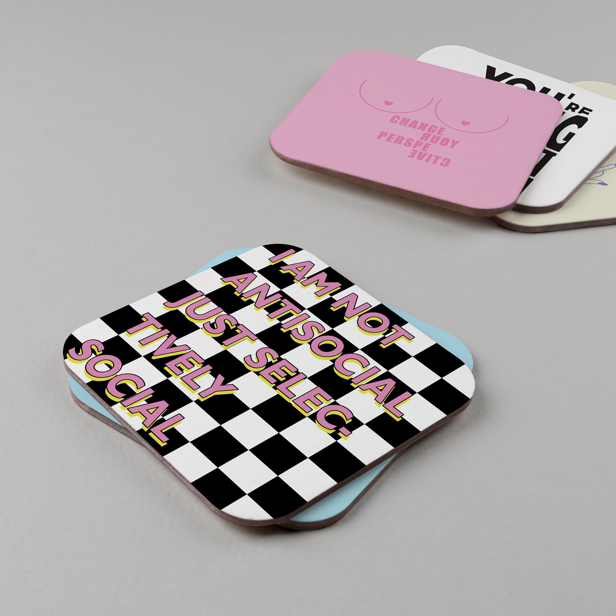 Quirky quote coasters