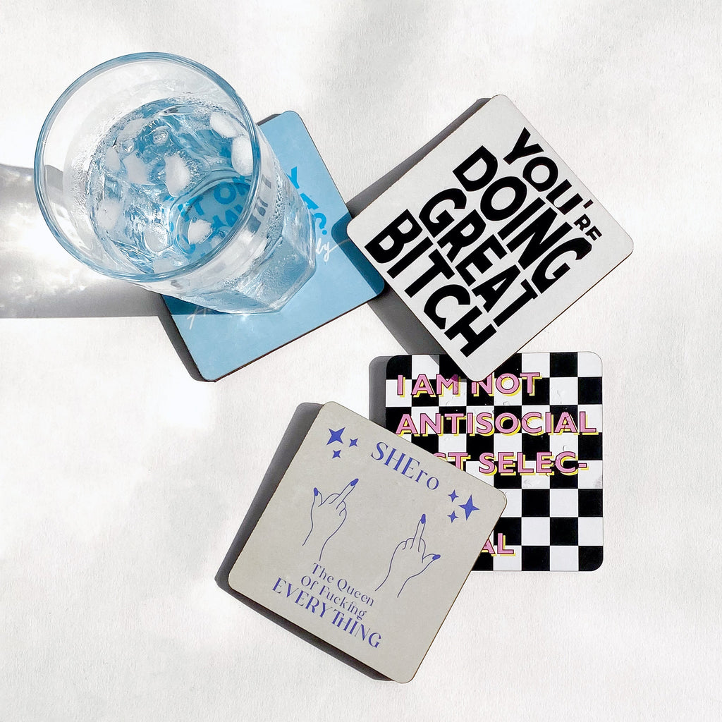 Quirky quote coasters