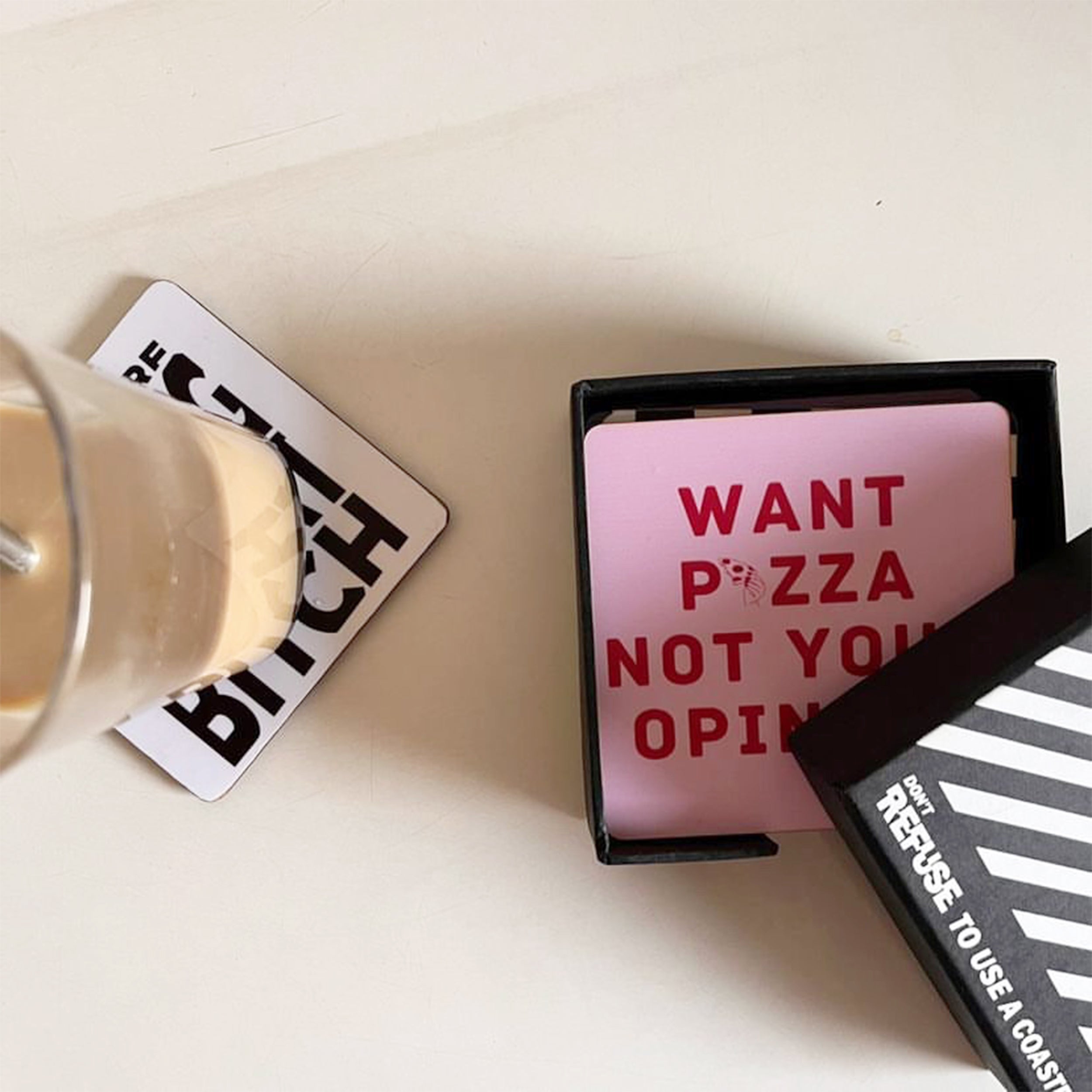 Quirky quote coasters