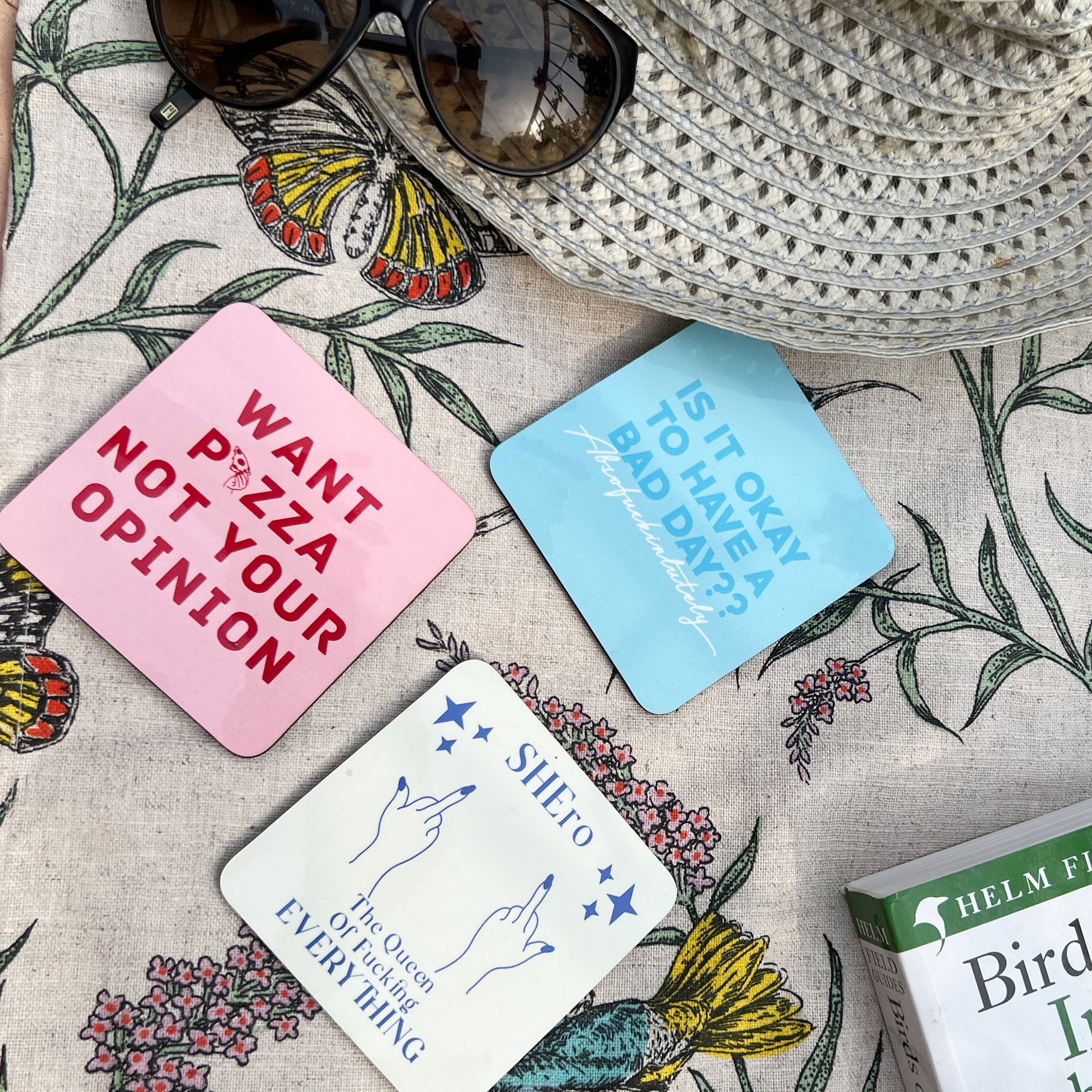 Quirky quote coasters