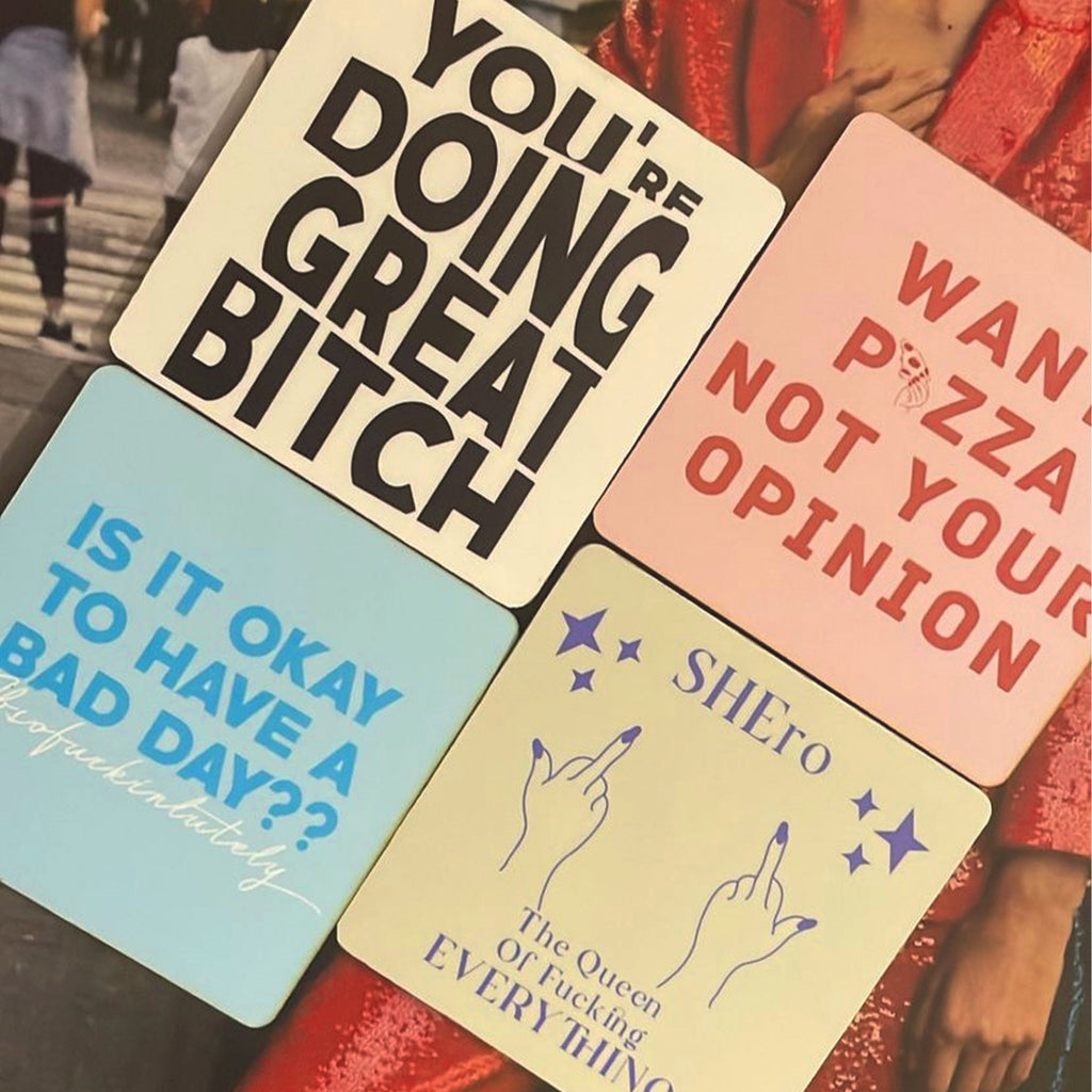 Quirky quote coasters