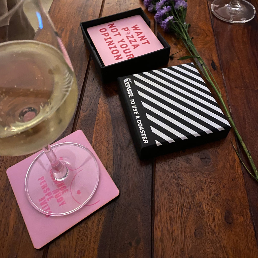 Quirky quote coasters