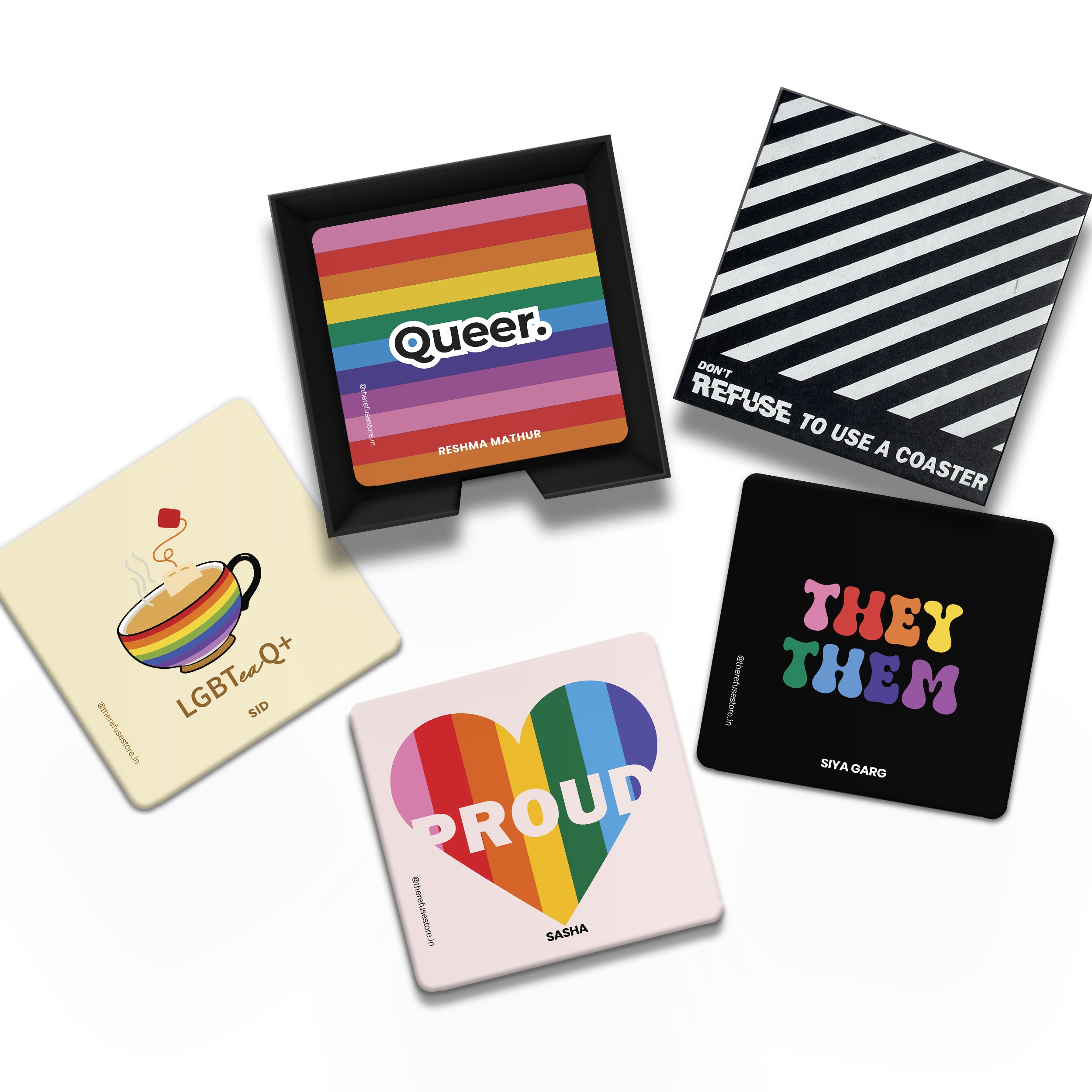 set of 4 pride personalised coasters