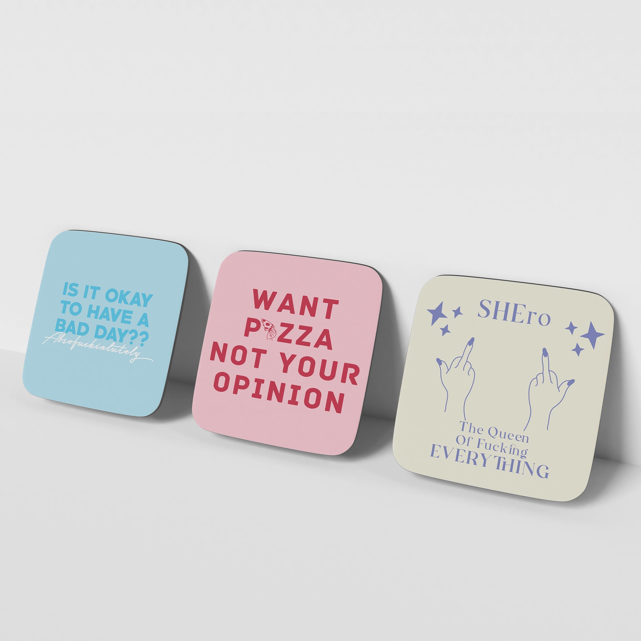 Quirky quote coasters