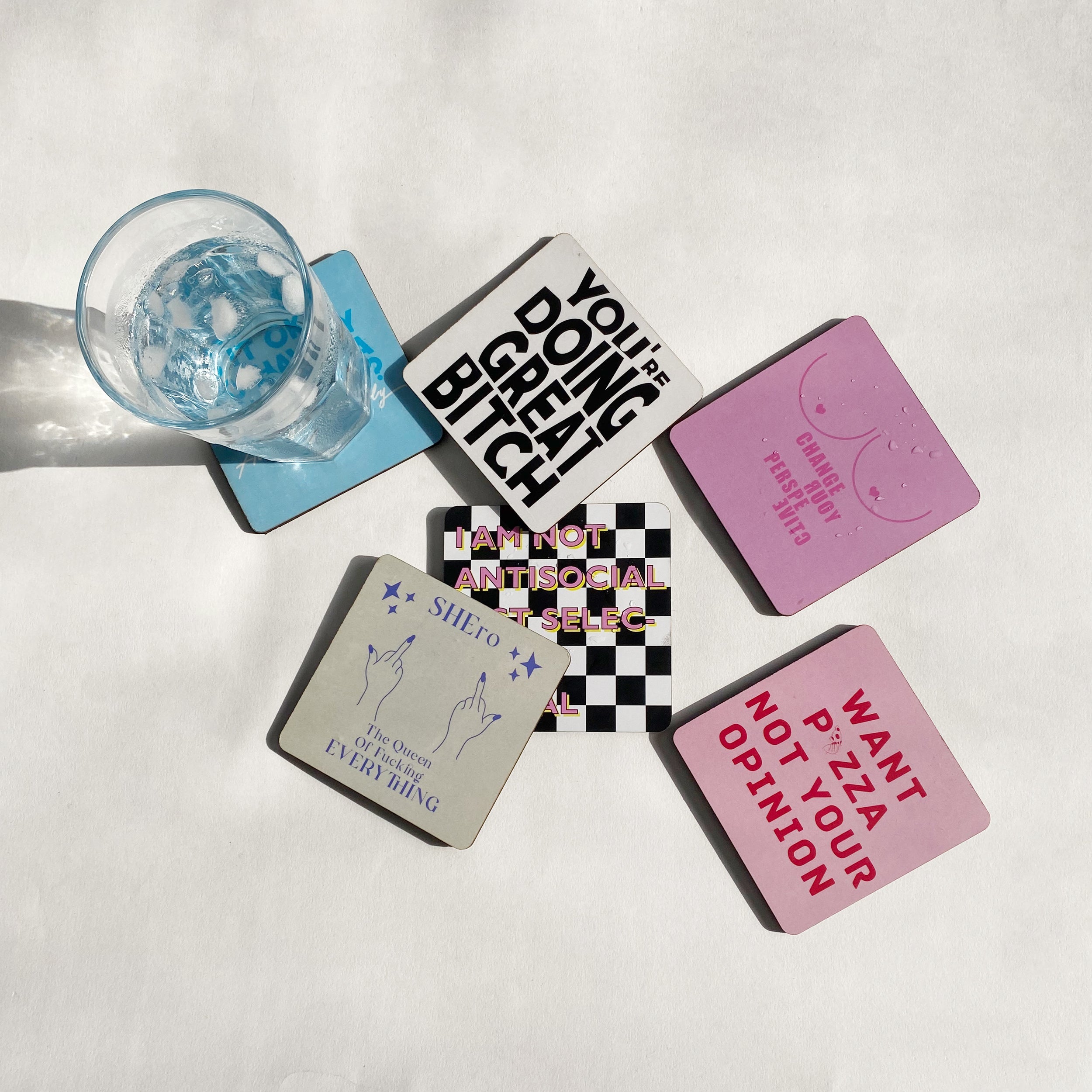 Quirky quote coasters