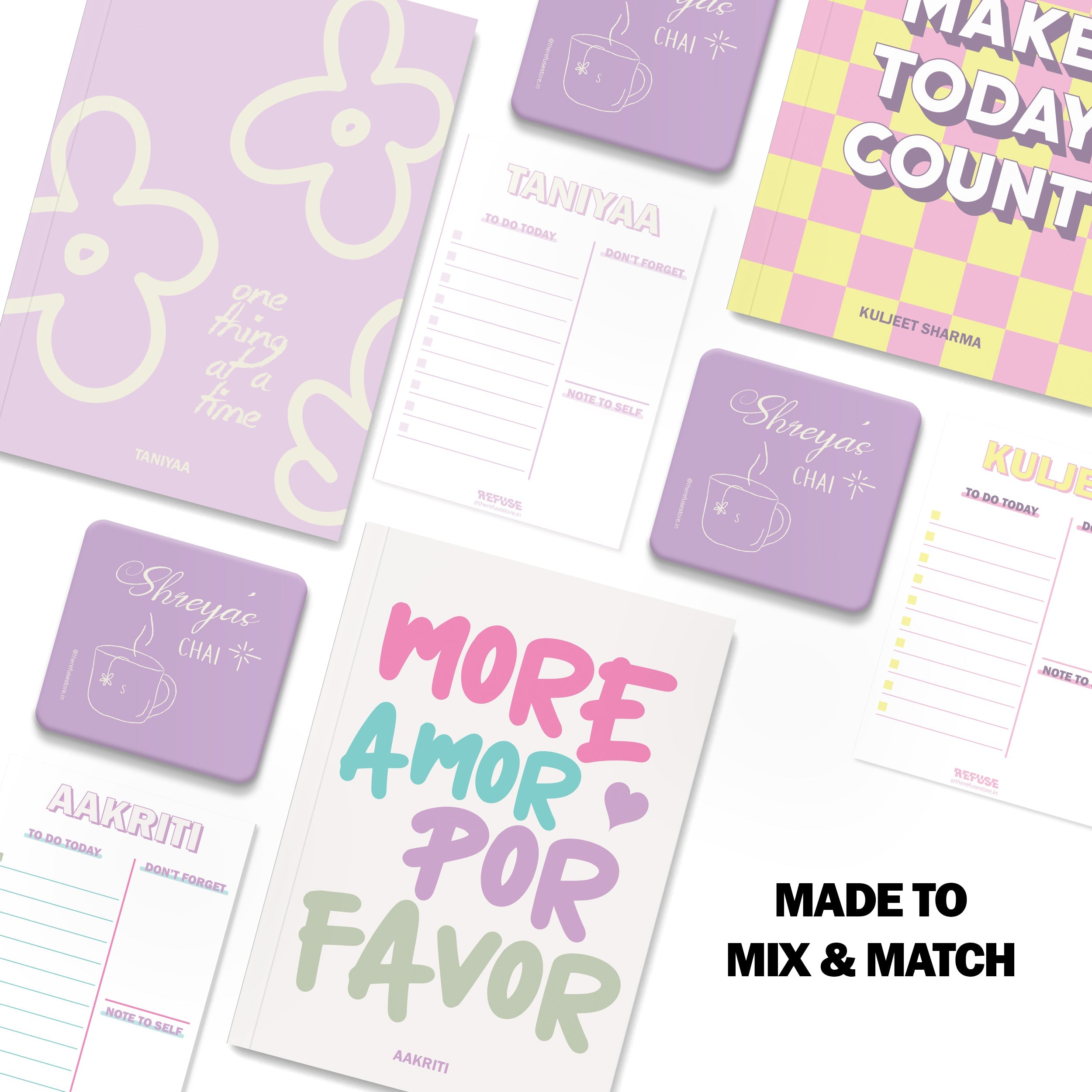 personalised notebook notepad & coaster set