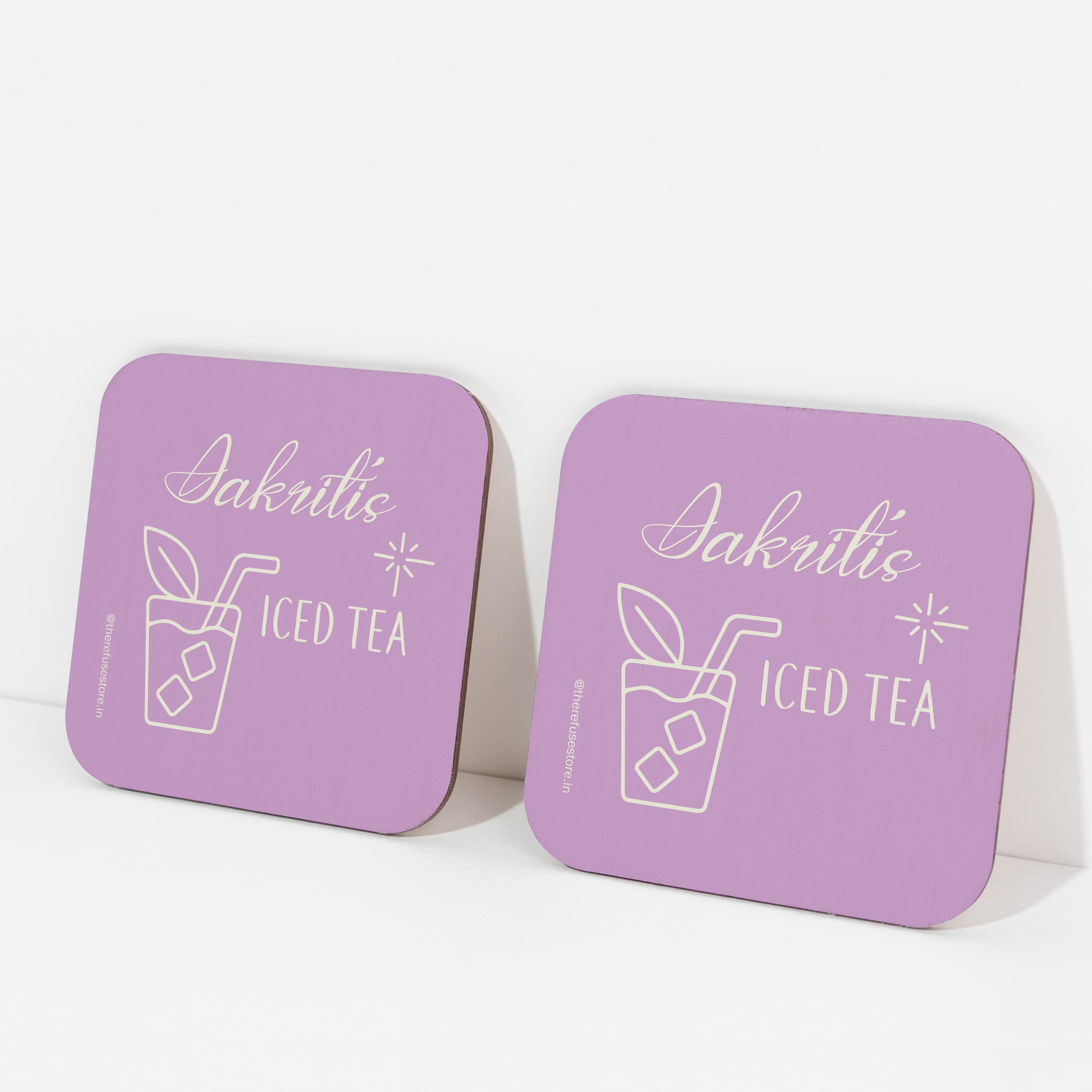 Lilac persoanlised iced tea coasters