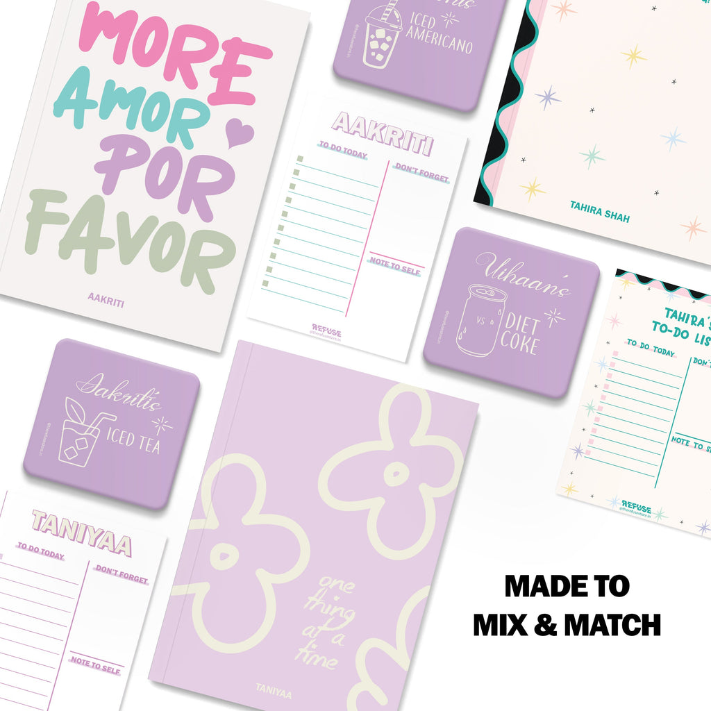 personalised notebook notepad & coaster set