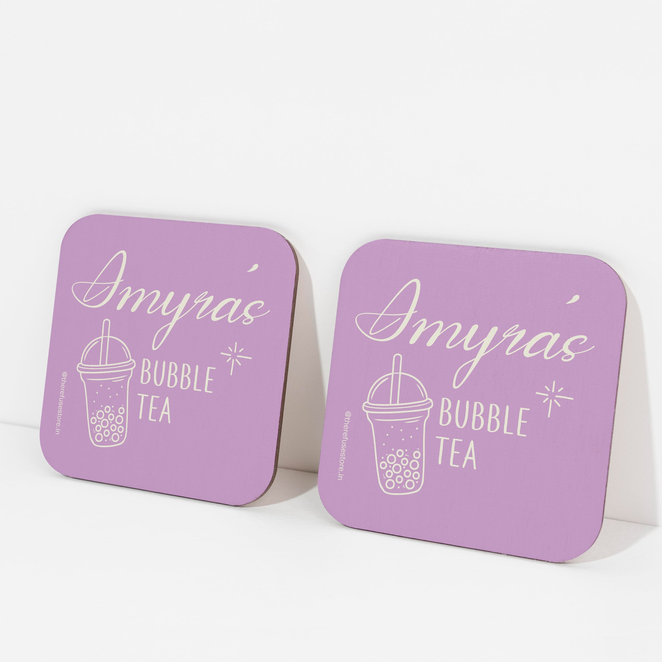Lilac persoanlised bubble tea coasters
