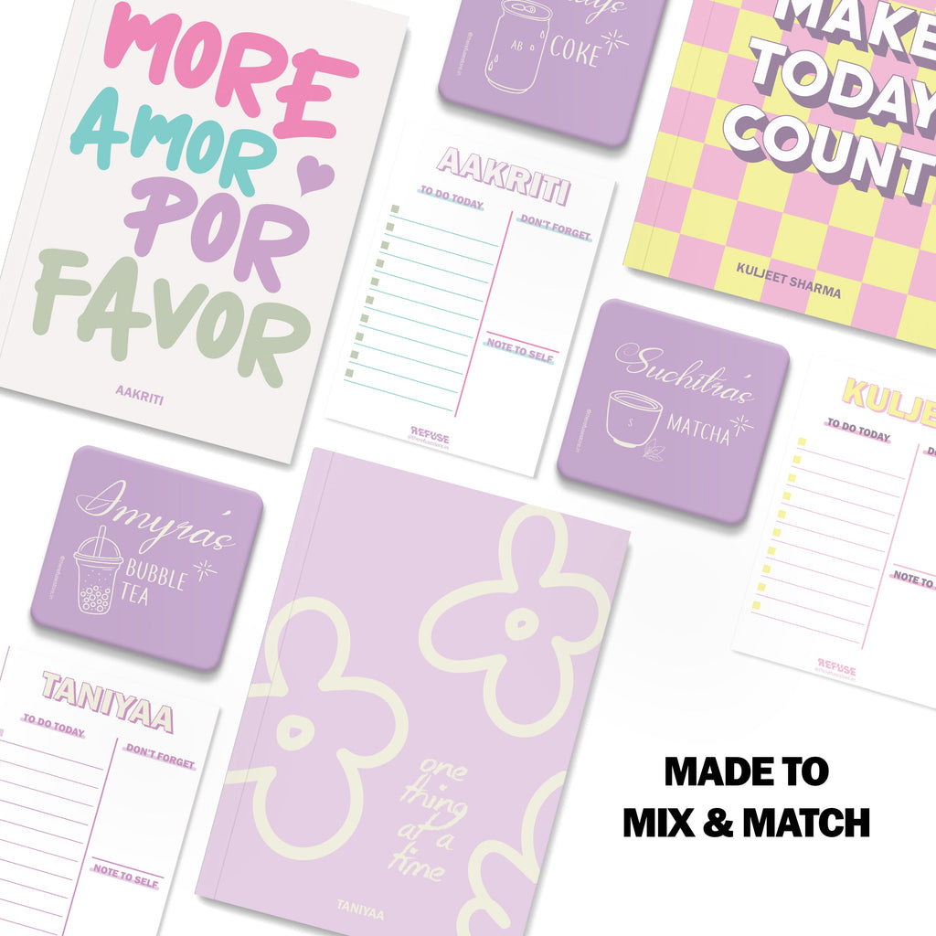 personalised notebook notepad & coaster set