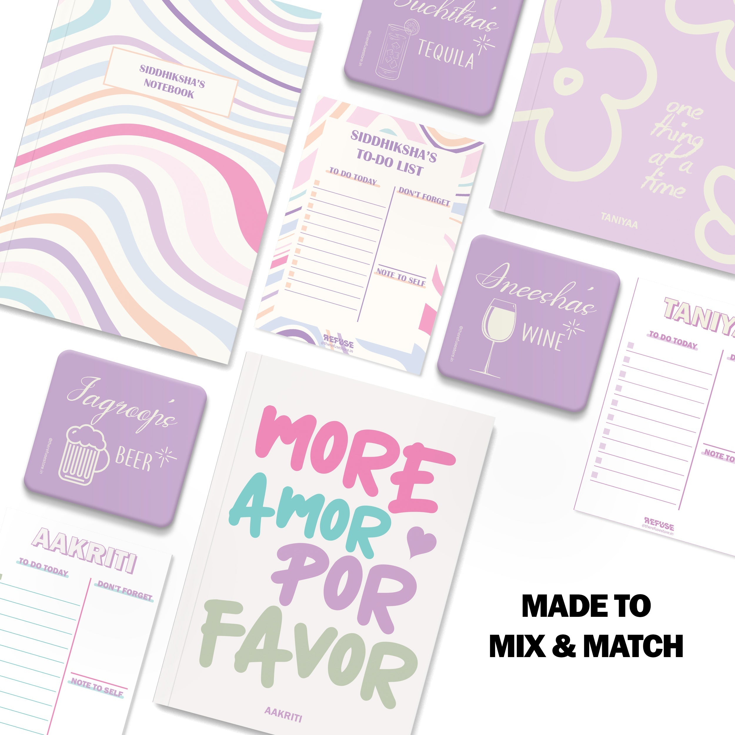 personalised notebook notepad & coaster set