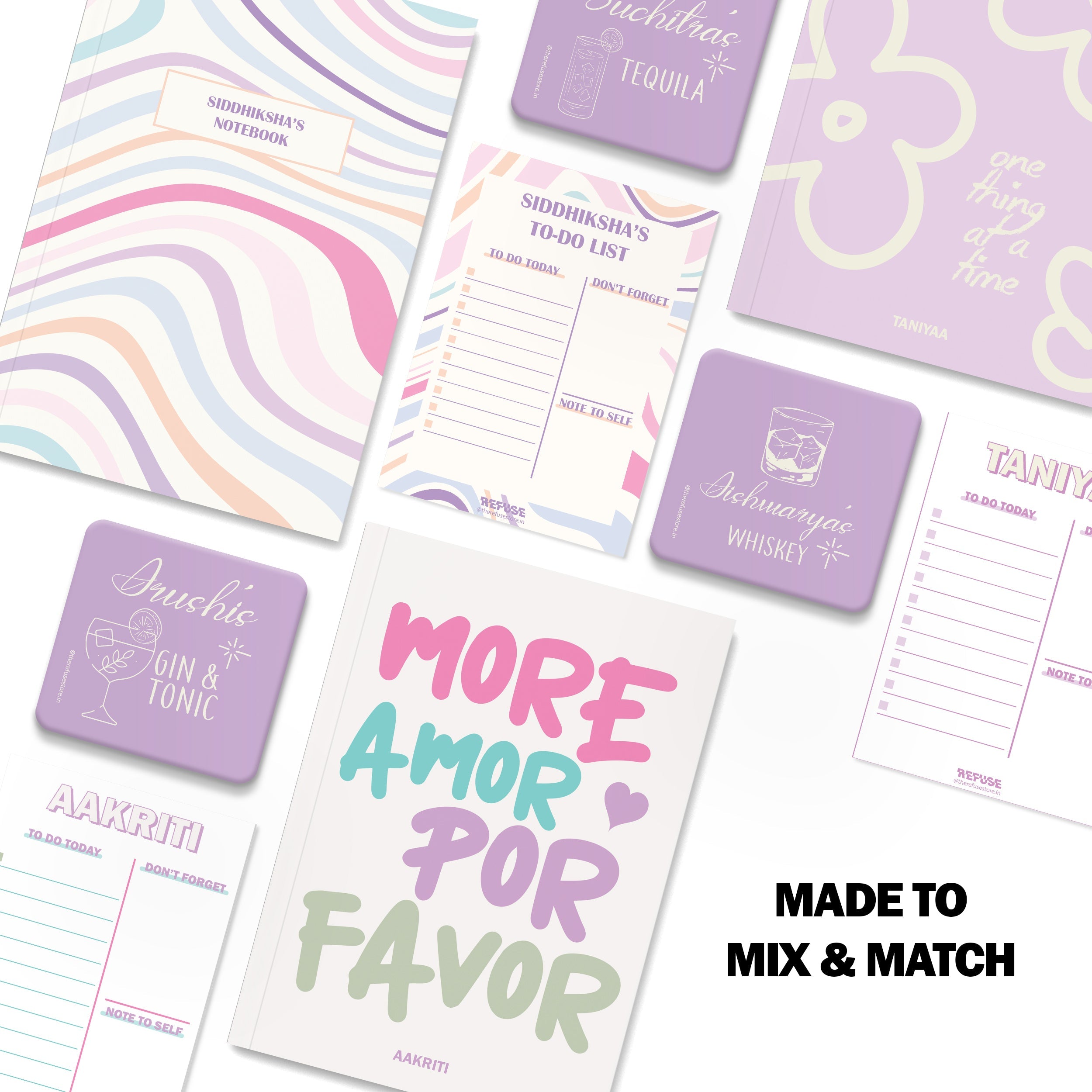 personalised notebook notepad & coaster set