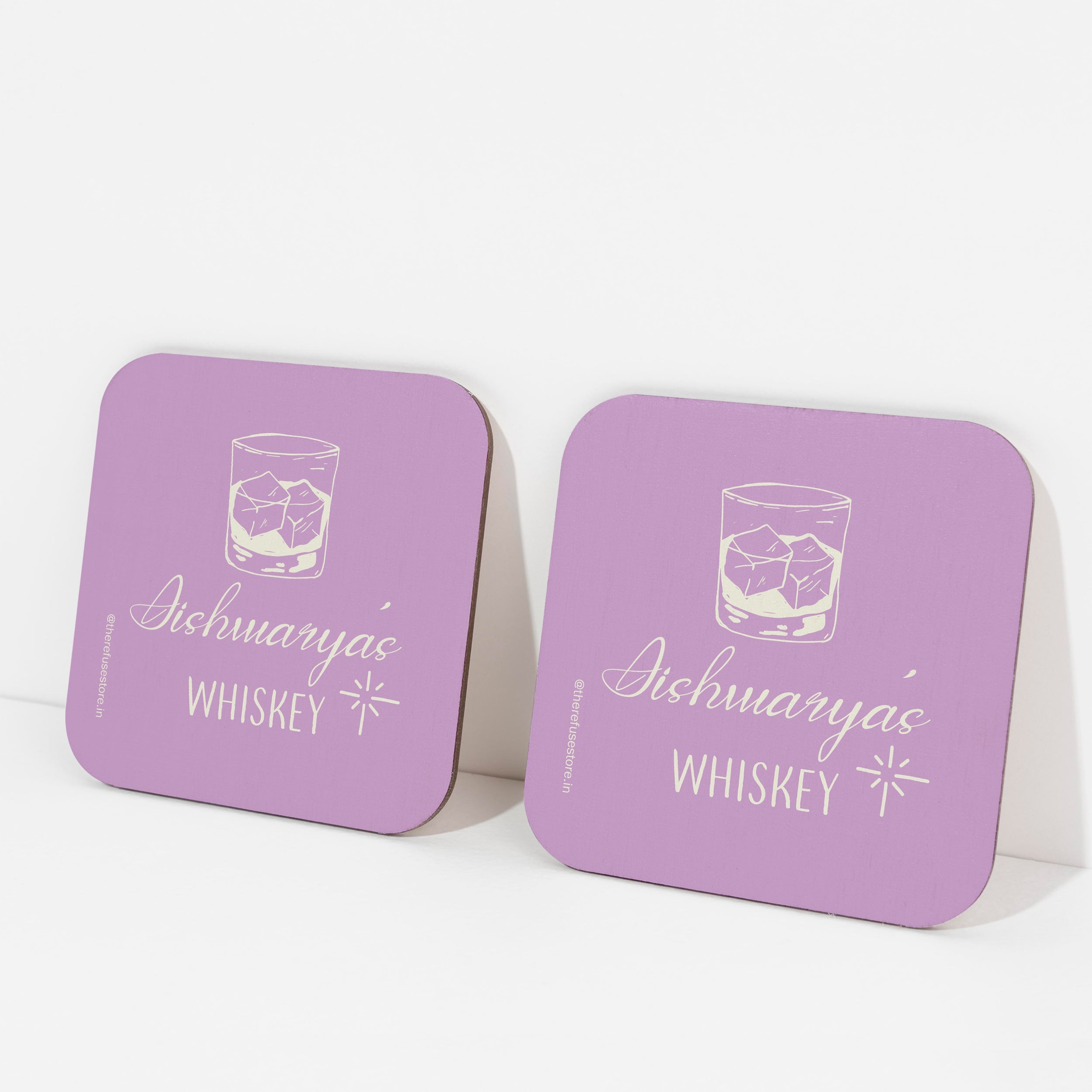 Lilac persoanlised Whiskey coasters