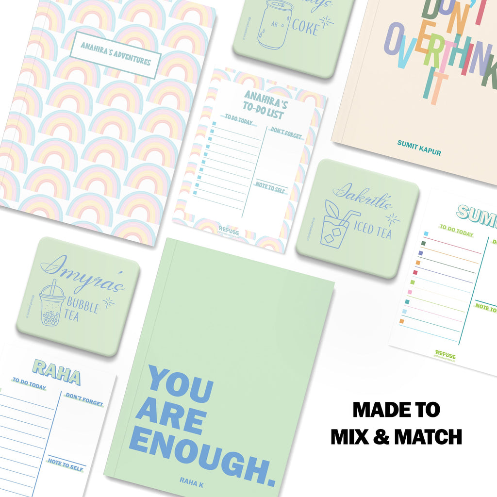 personalised notebook notepad & coaster set