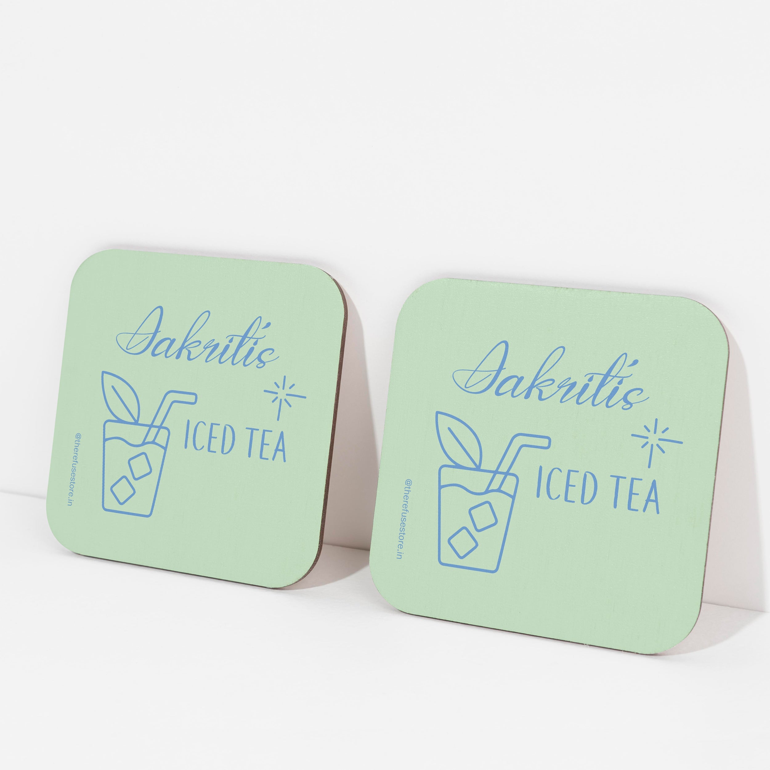 Green persoanlised iced tea coasters