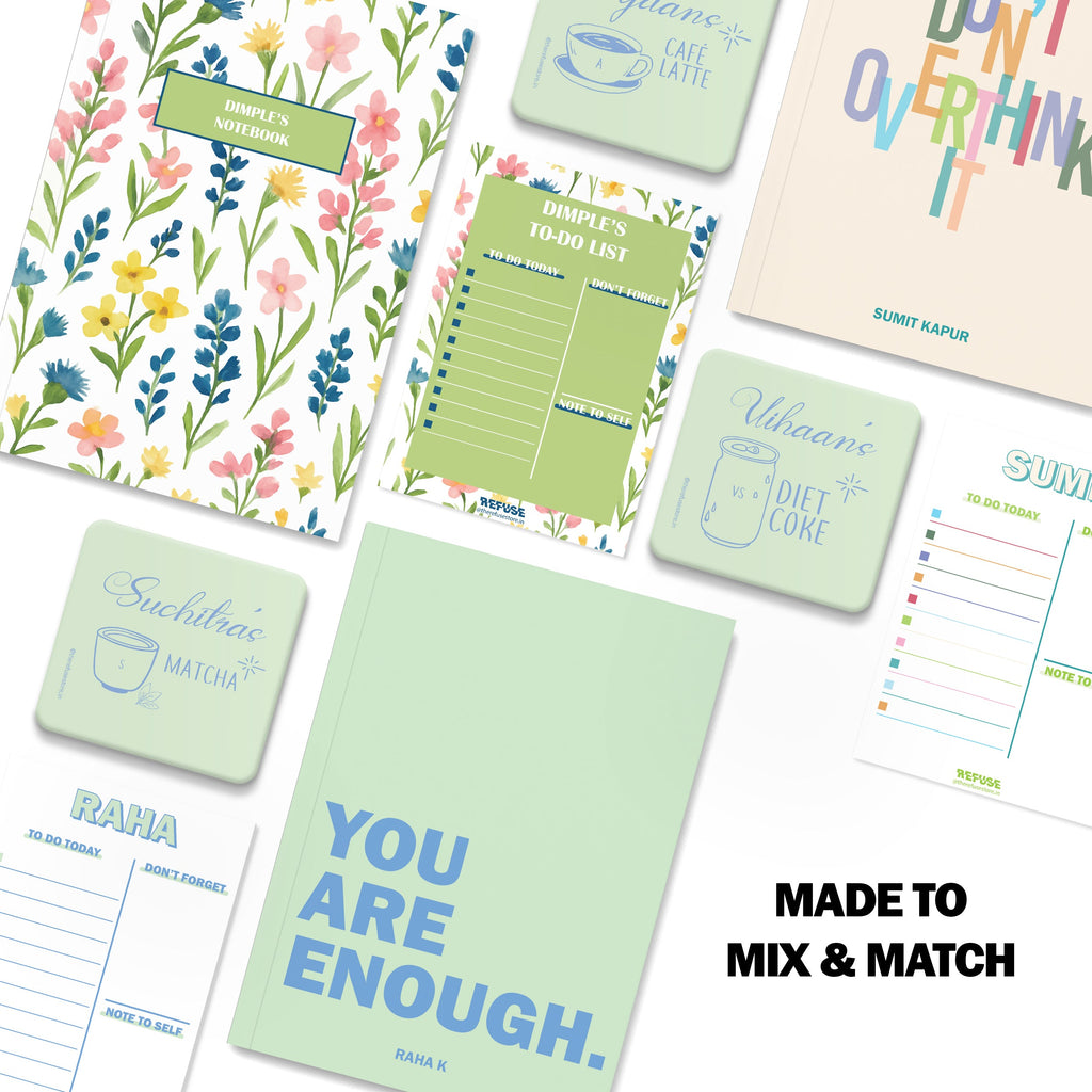 personalised notebook notepad & coaster set