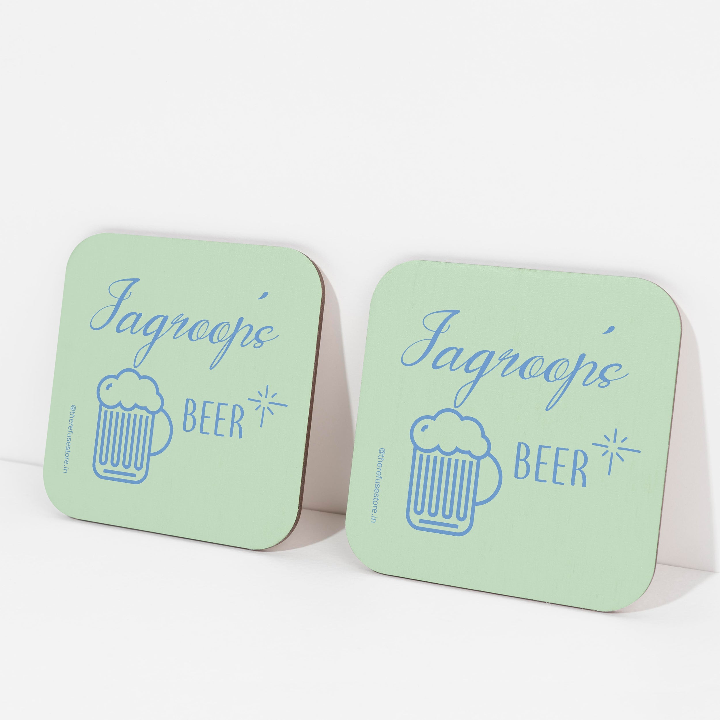 Green persoanlised beer coasters