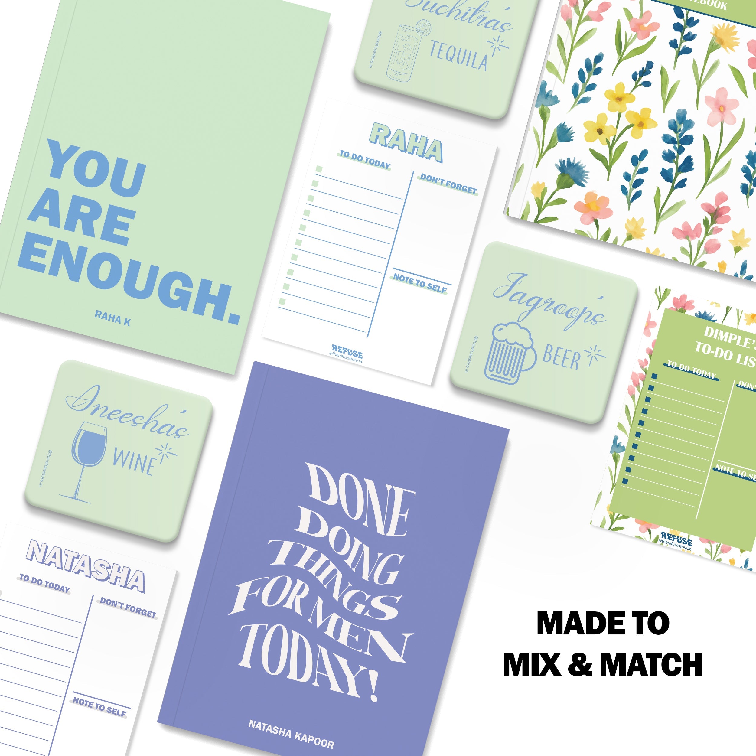 personalised notebook notepad & coaster set