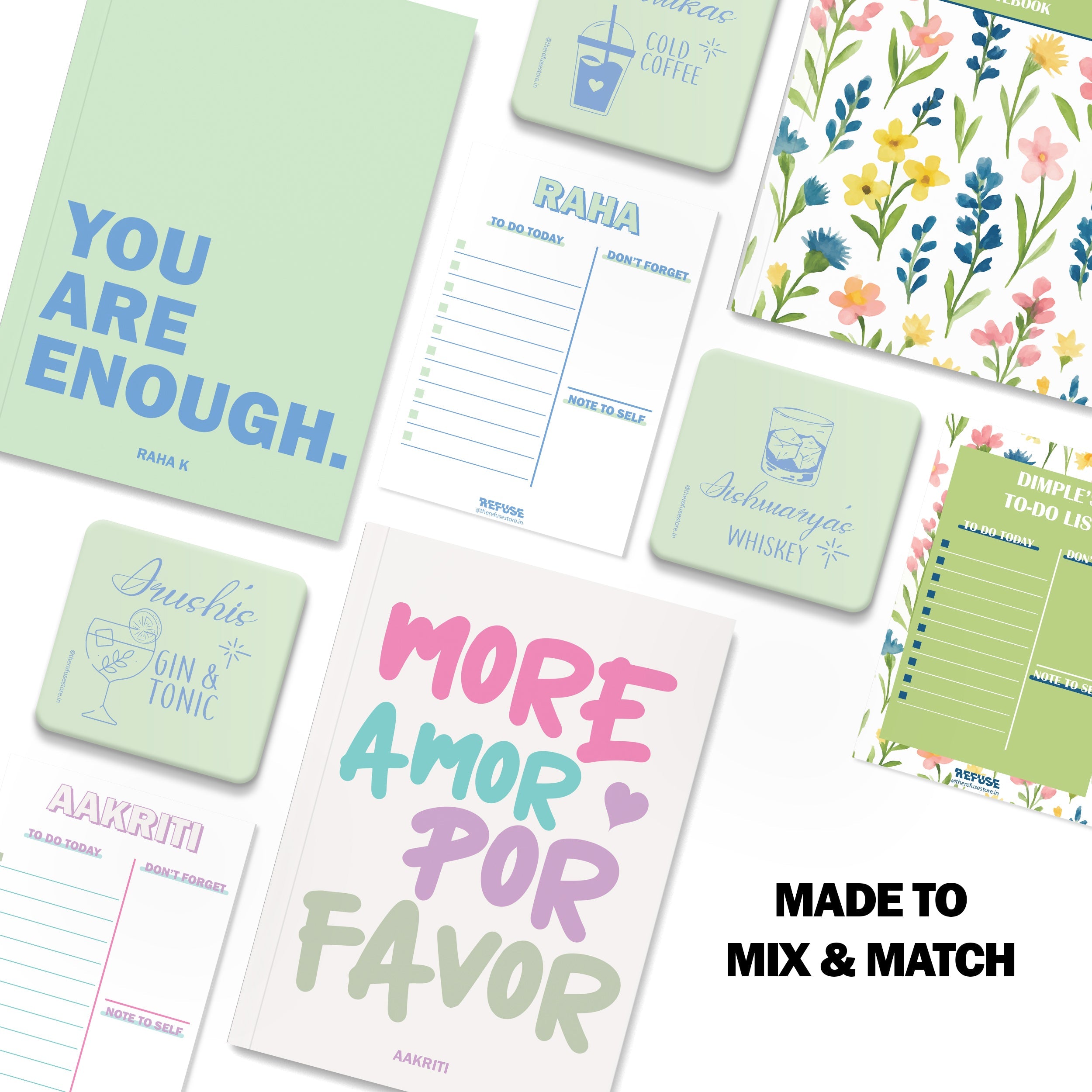 personalised notebook notepad & coaster set