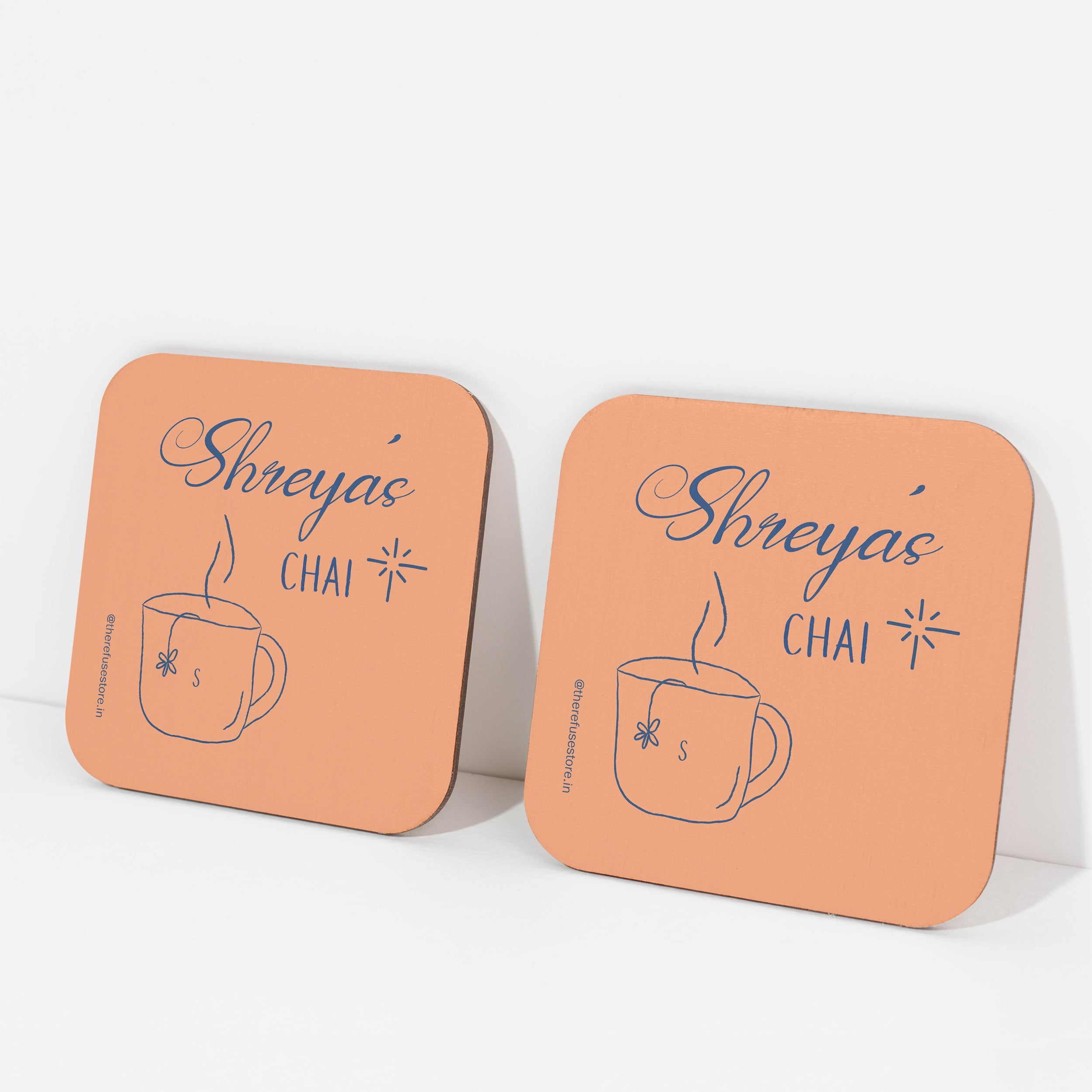 Orange persoanlised chai coasters