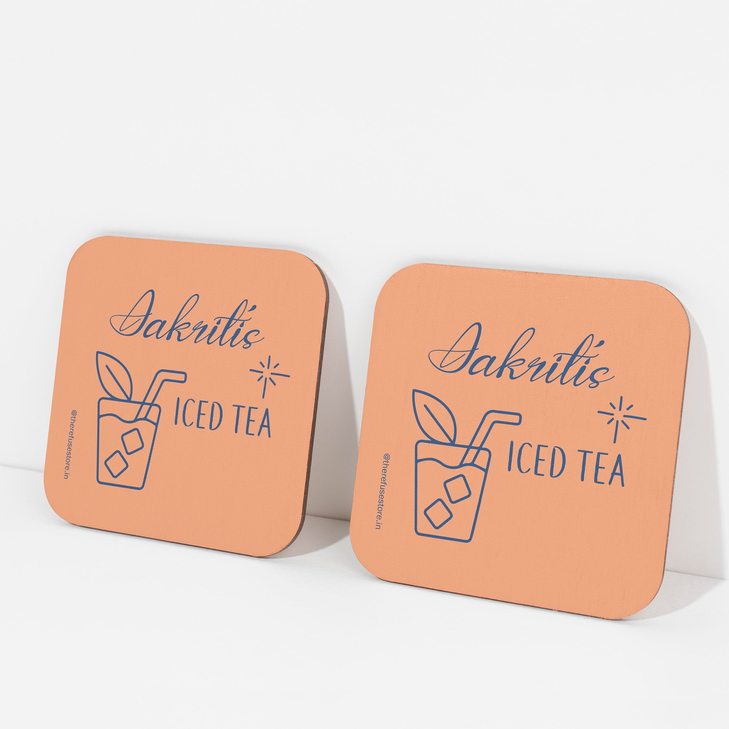 Orange persoanlised iced tea coasters