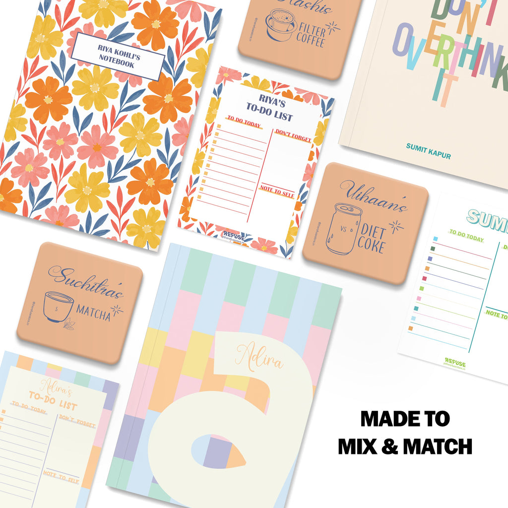 personalised notebook notepad & coaster set