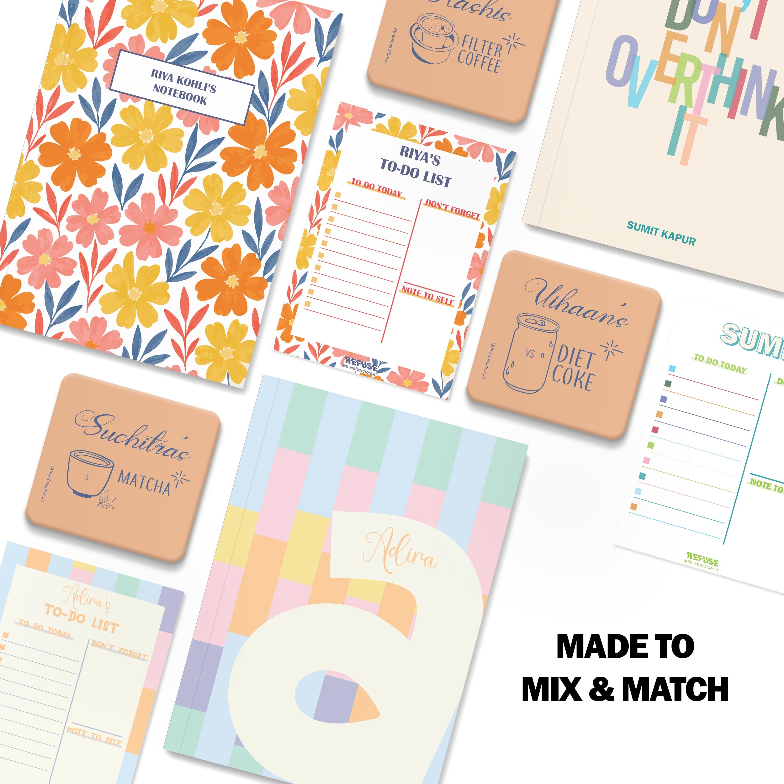 personalised notebook notepad & coaster set