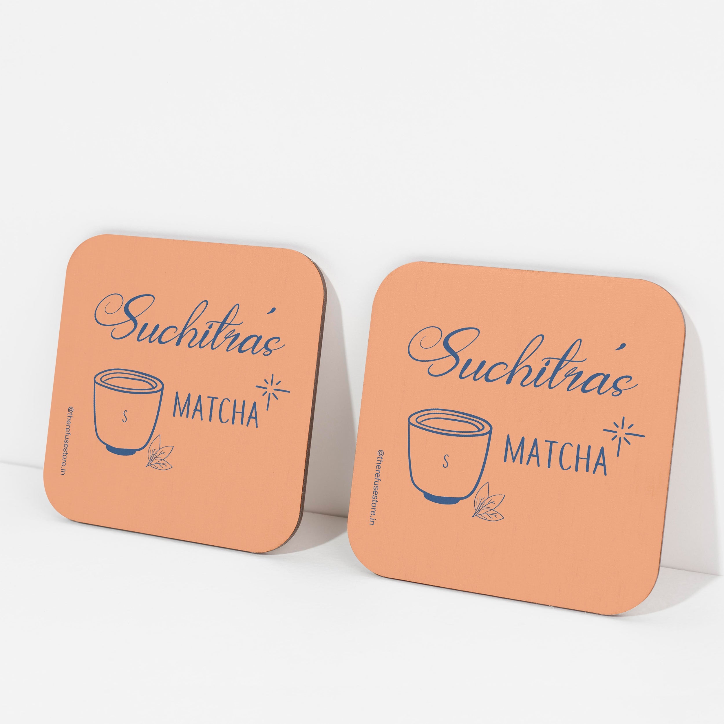 Orange persoanlised matcha coasters