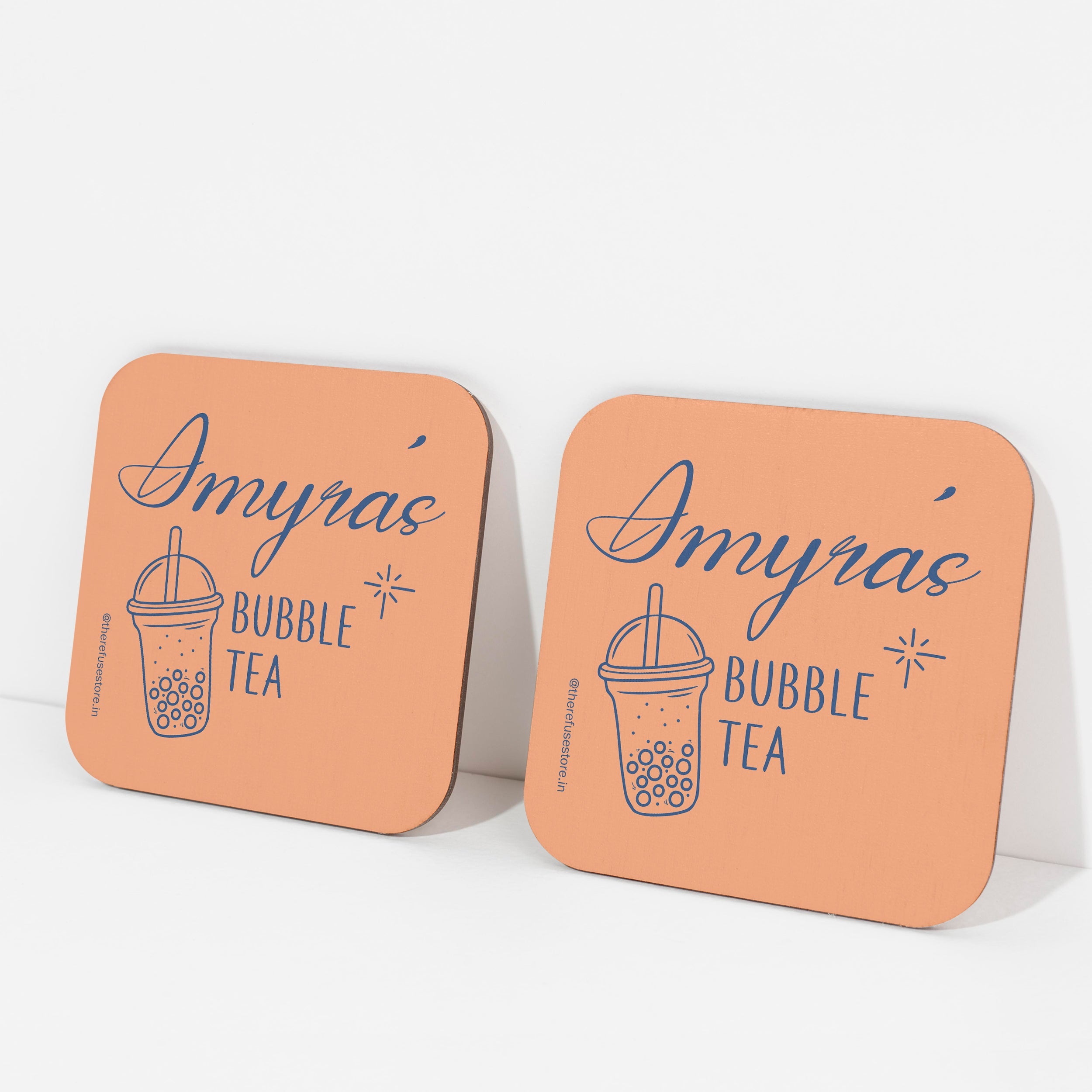 Orange persoanlised bubble tea coasters