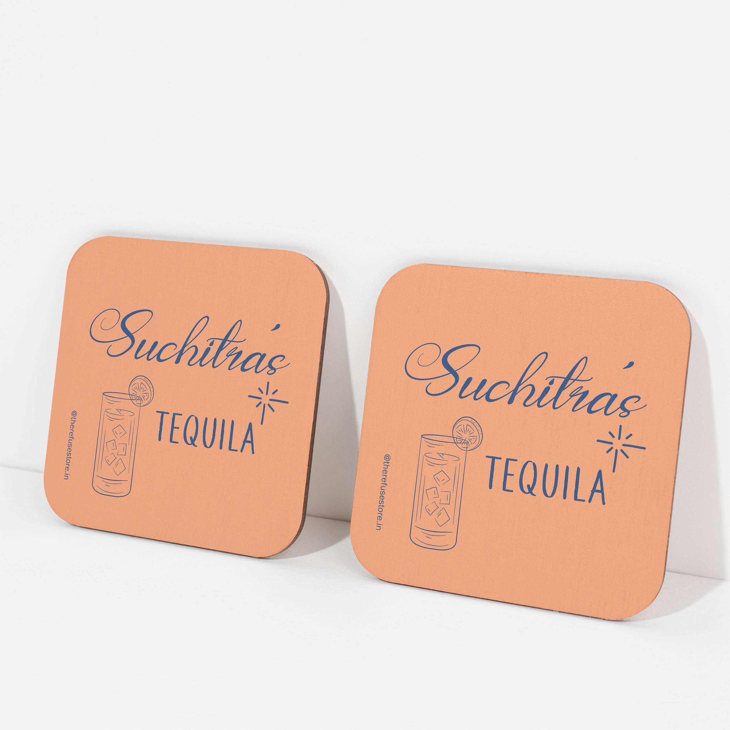 Orange persoanlised Tequila coasters