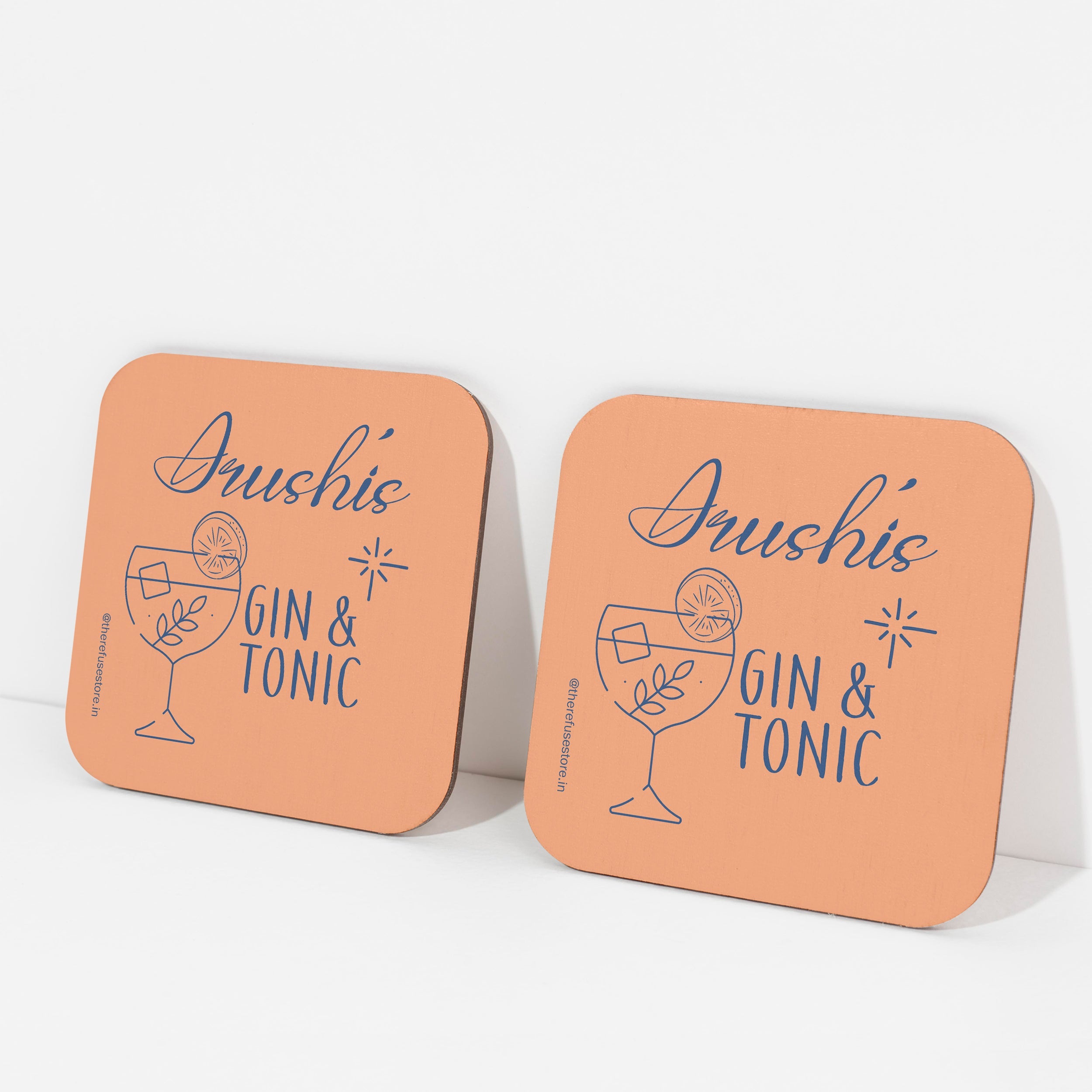 Orange persoanlised Gin & Tonic coasters