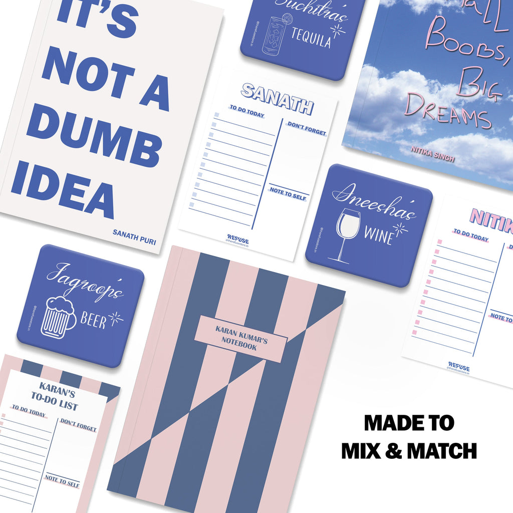 personalised notebook notepad & coaster set