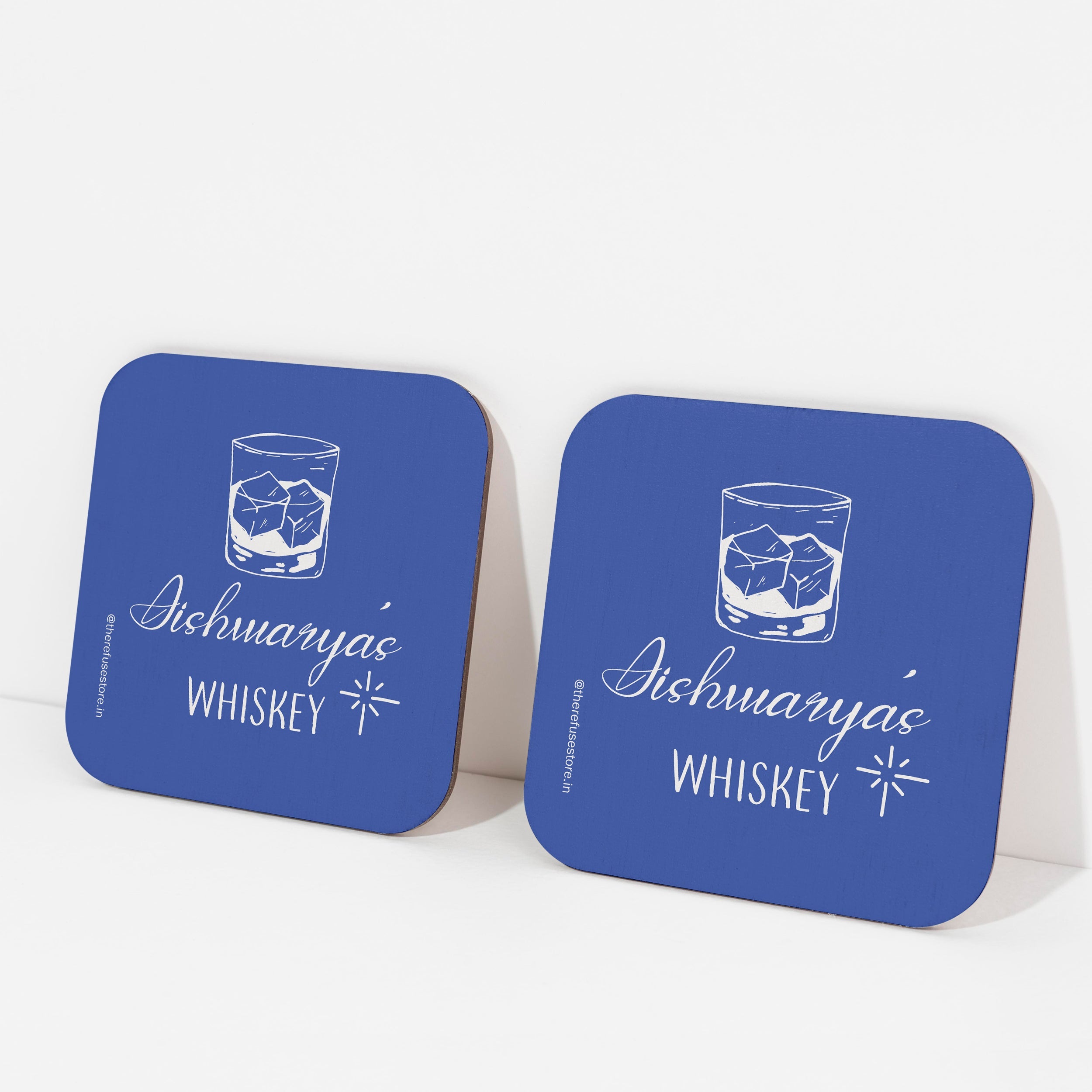 Blue persoanlised Whiskey coasters