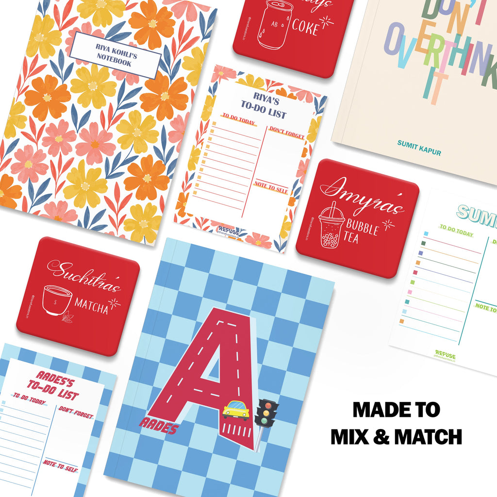 personalised notebook notepad & coaster set